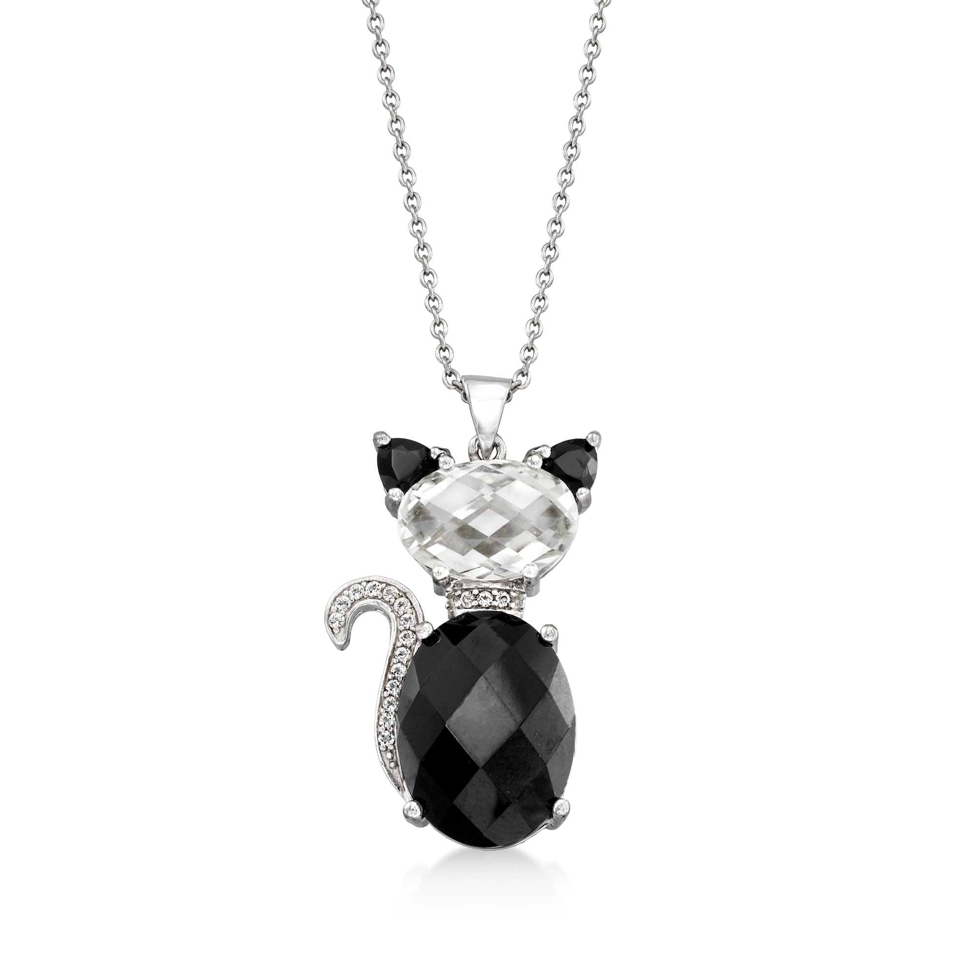 Black cat necklace onyx sterling silver sale
