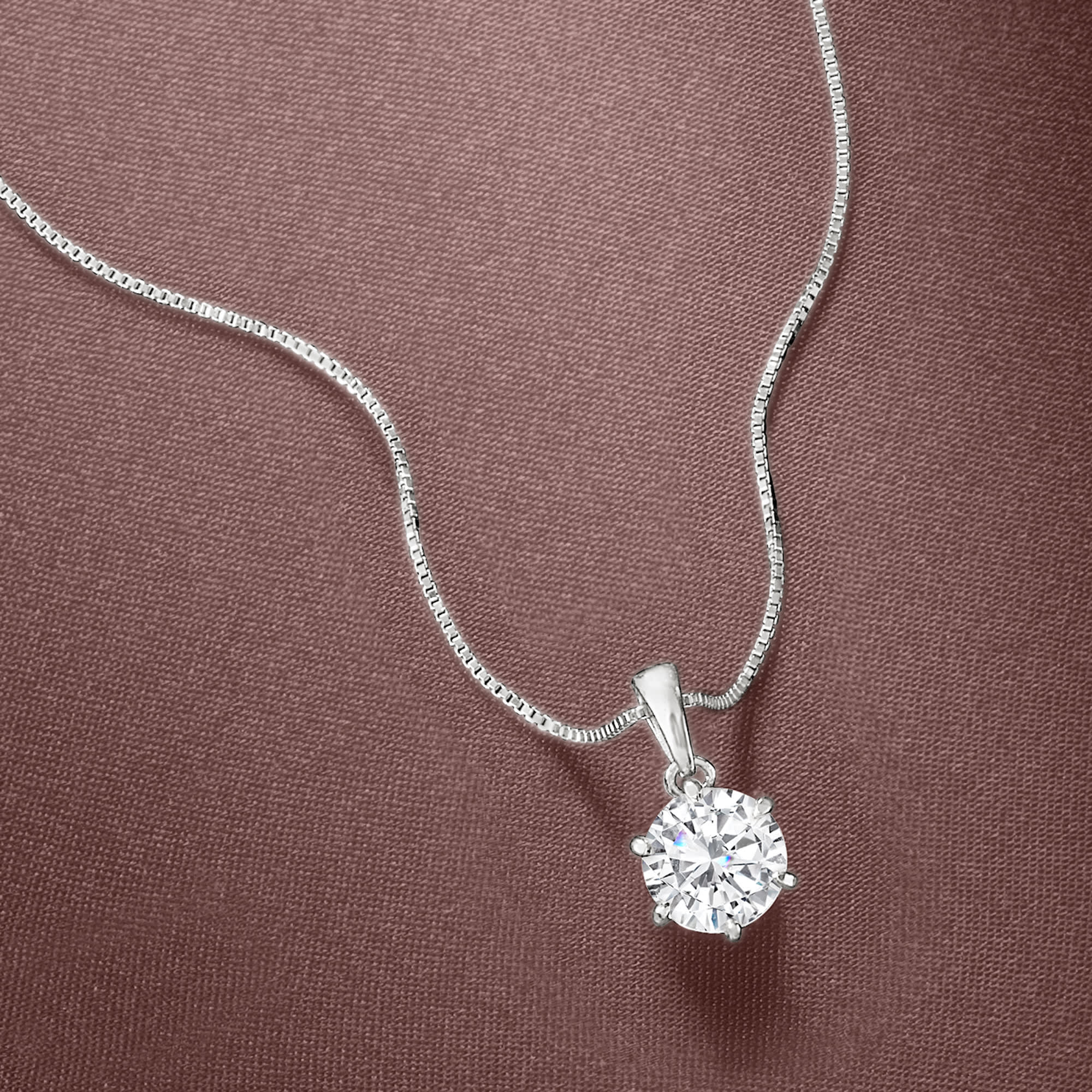 1.00 Carat Moissanite Solitaire Necklace in Sterling Silver | Ross