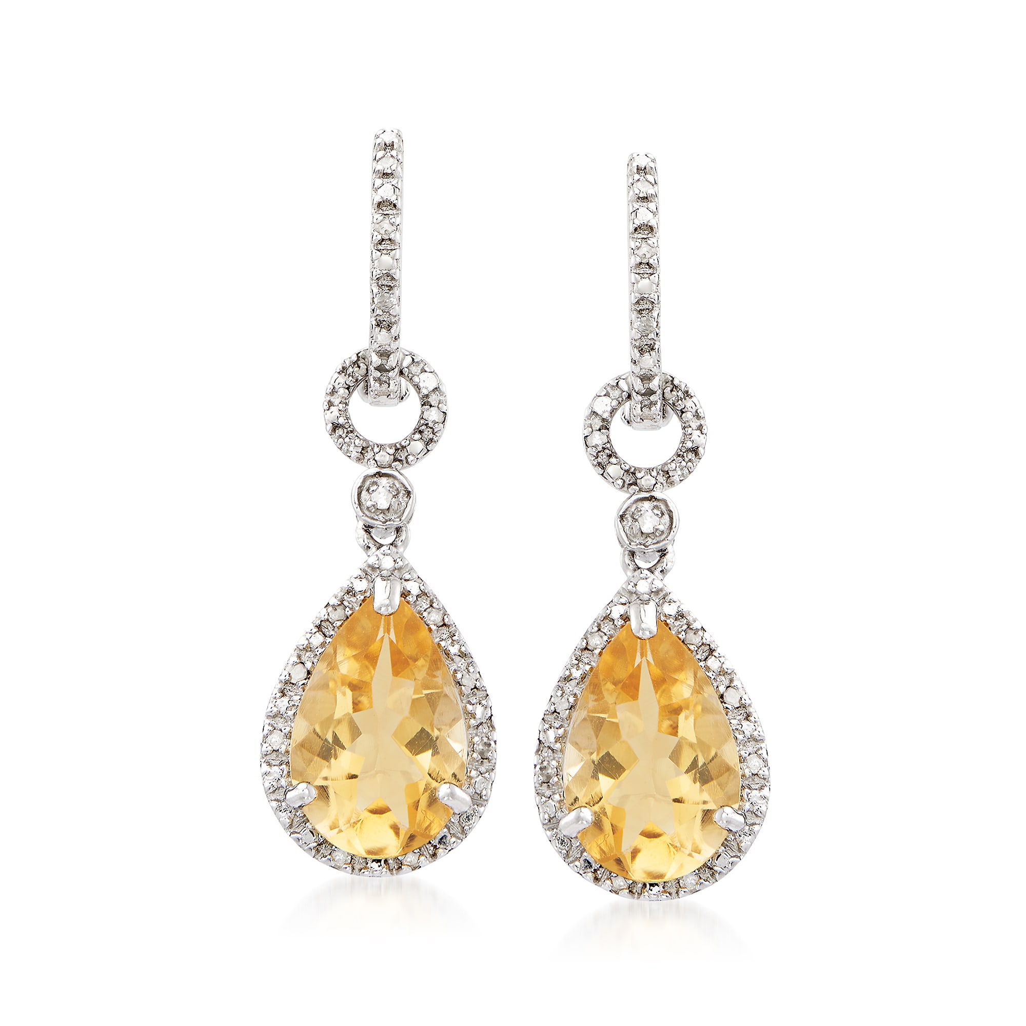 6.00 ct. t.w. Citrine and .13 ct. t.w. Diamond Drop Earrings in ...