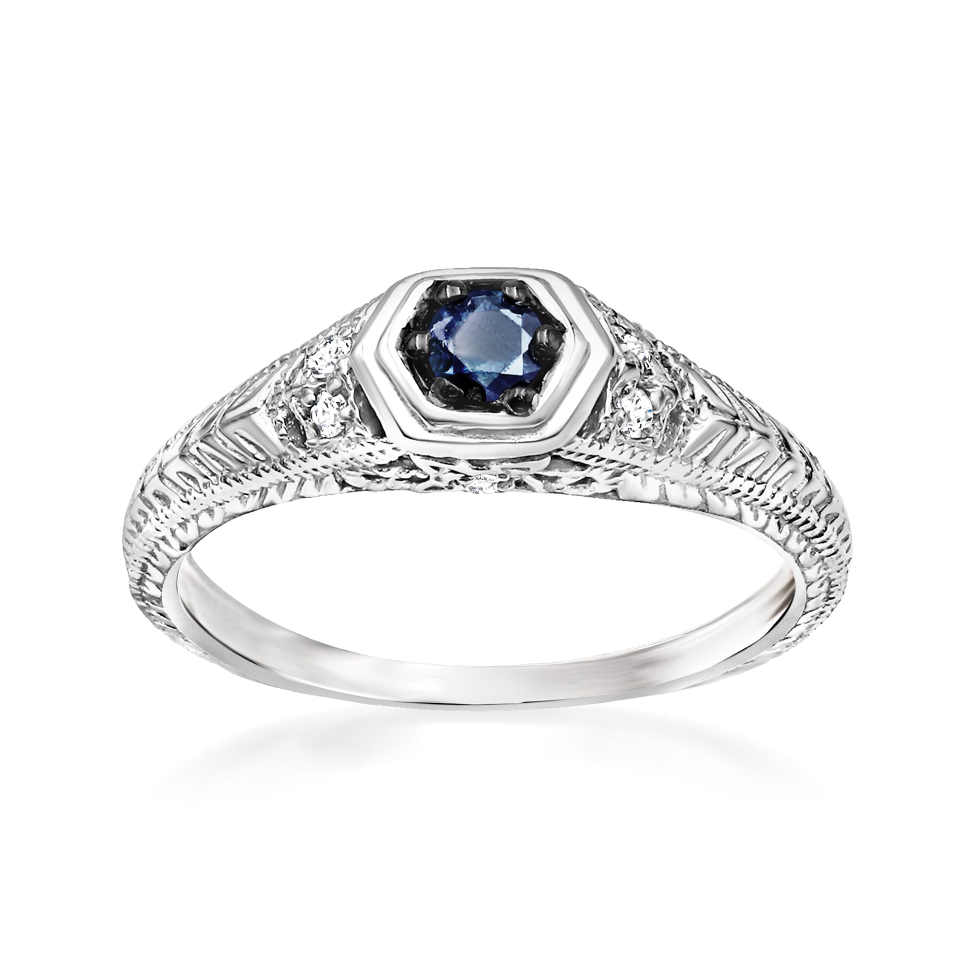.18 Carat Blue Diamond Ring with White Diamond Accents in Sterling ...