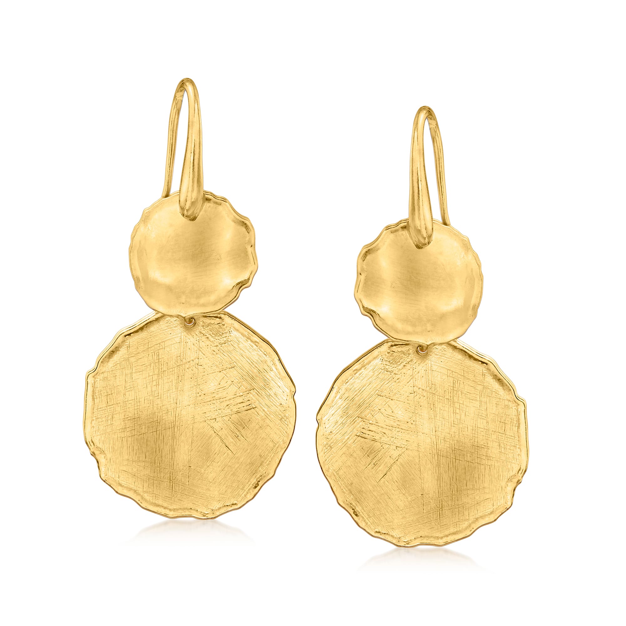 Italian 18kt Gold Over Sterling Circle Drop Earrings | Ross-Simons