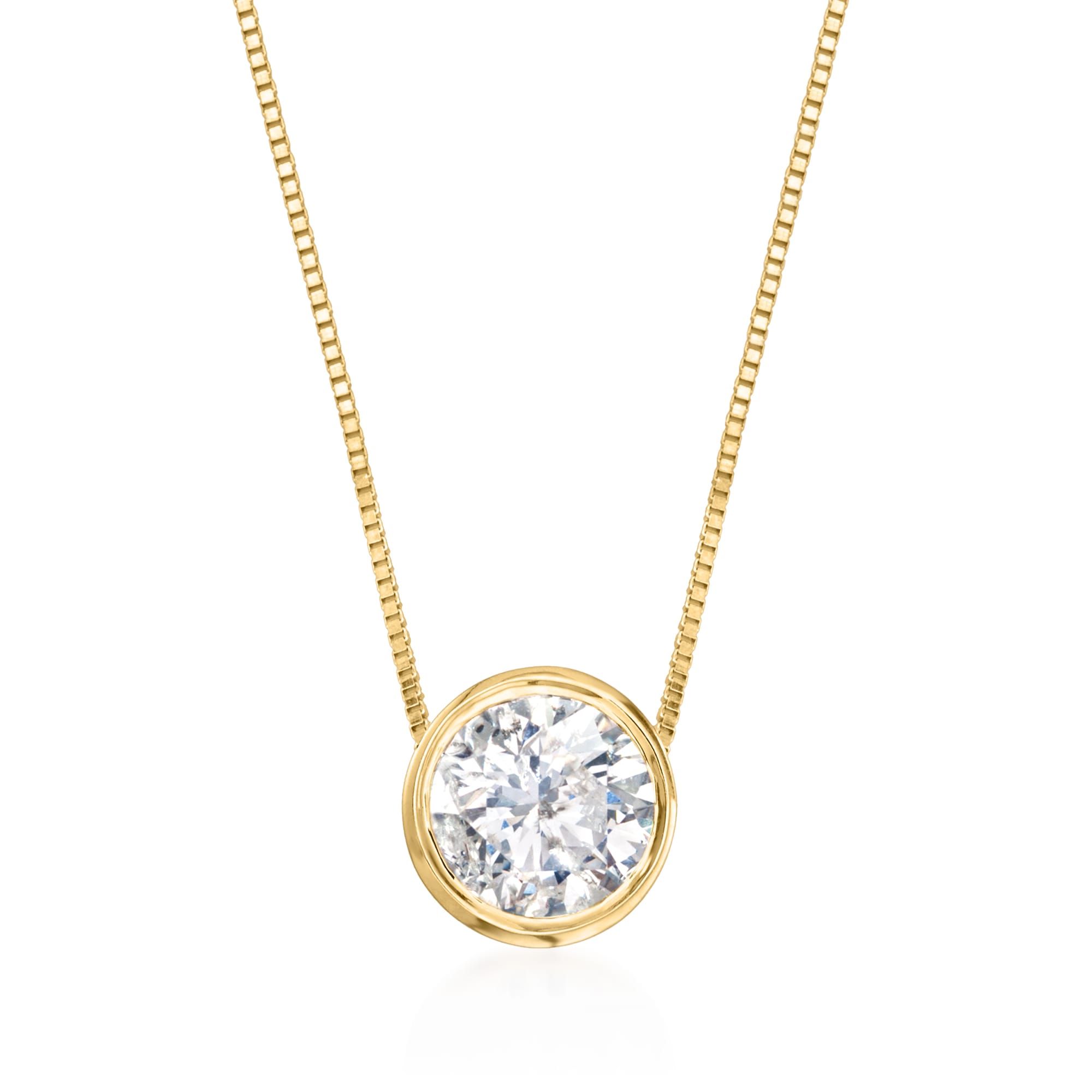 Baby Gold Diamond Solitaire Bezel Necklace