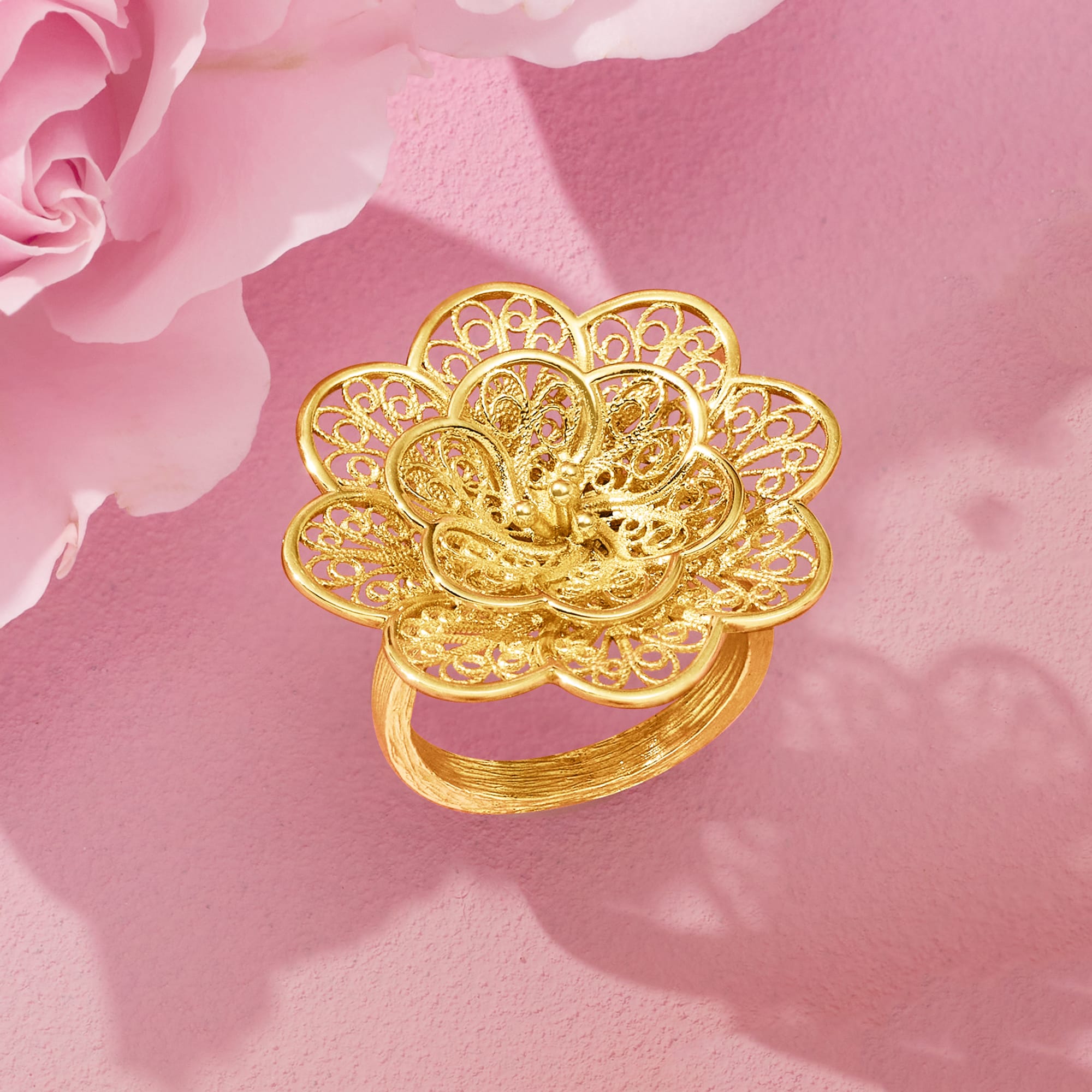 Attractive Mesh Flower 22K Gold Ring | 22k gold ring, Gold rings, Gold  beauty