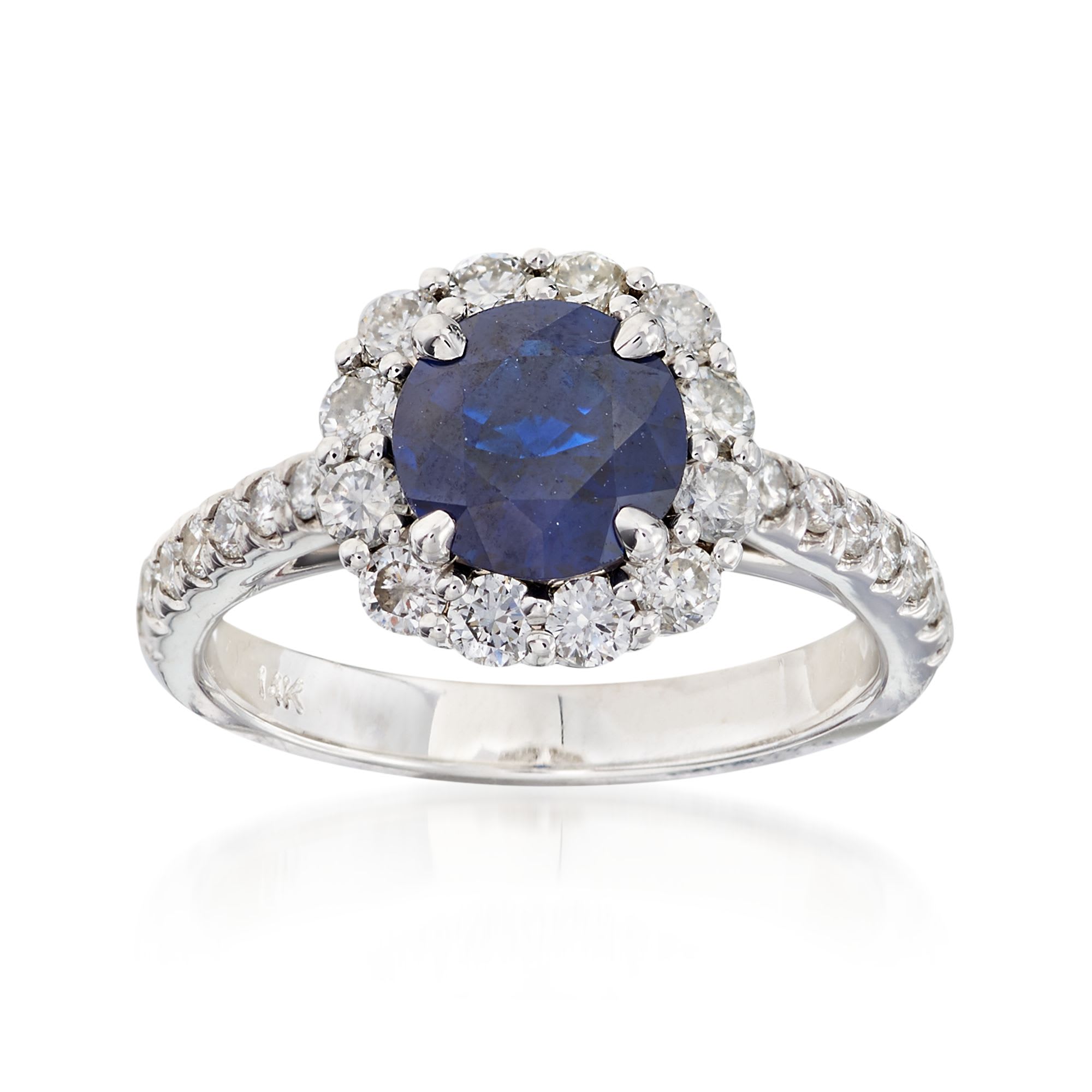 C. 2000 Vintage 1.50 Carat Sapphire and 1.00 ct. t.w. Diamond Ring in ...