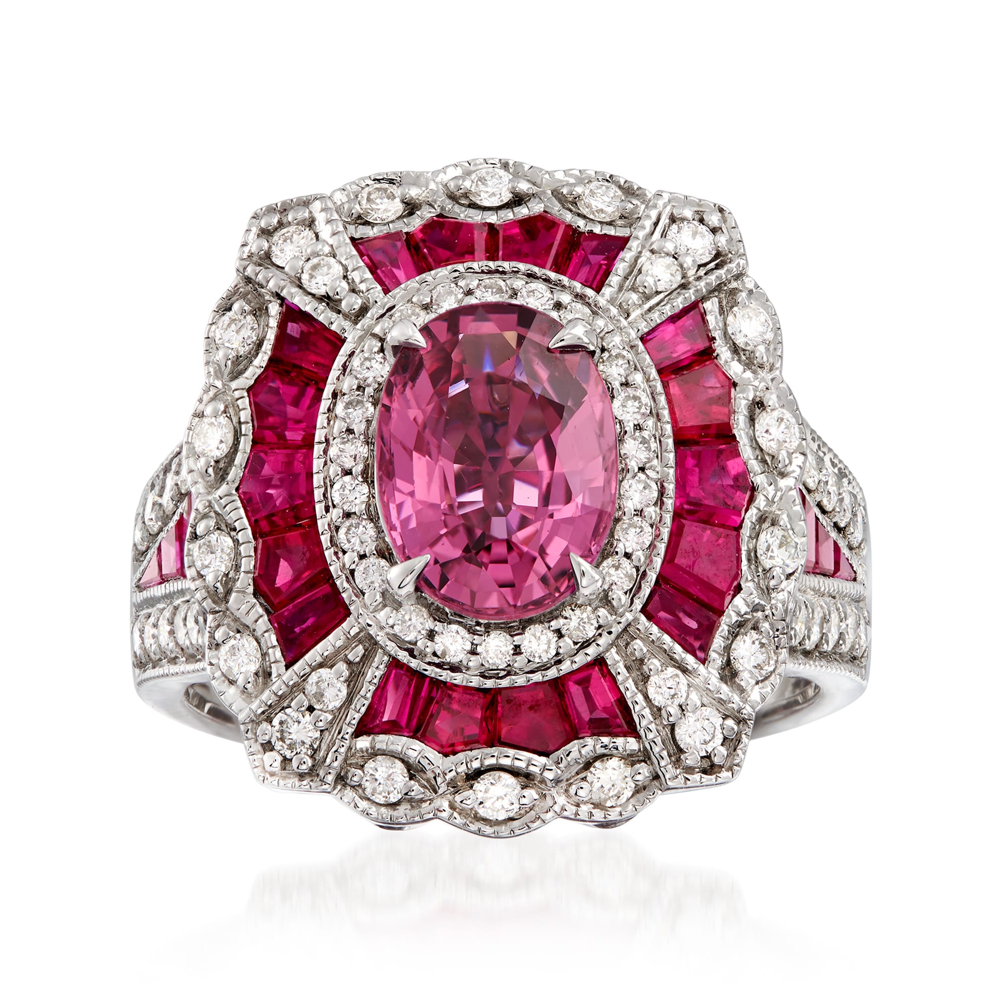 1.50 Carat Pink Sapphire and 2.80 ct. t.w. Ruby with .57 ct. t.w.