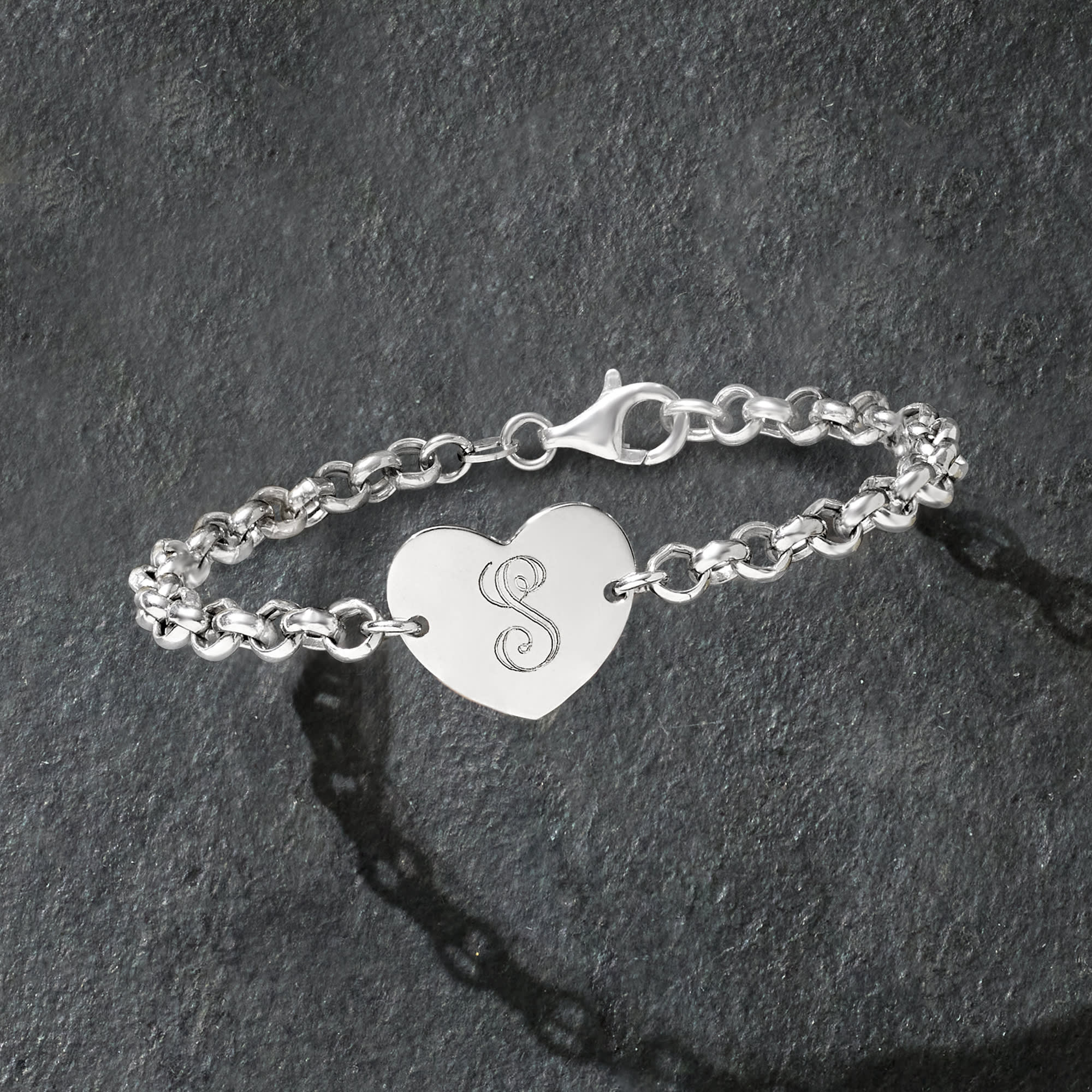 Ross-Simons Single Initial Italian Heart Charm Bracelet