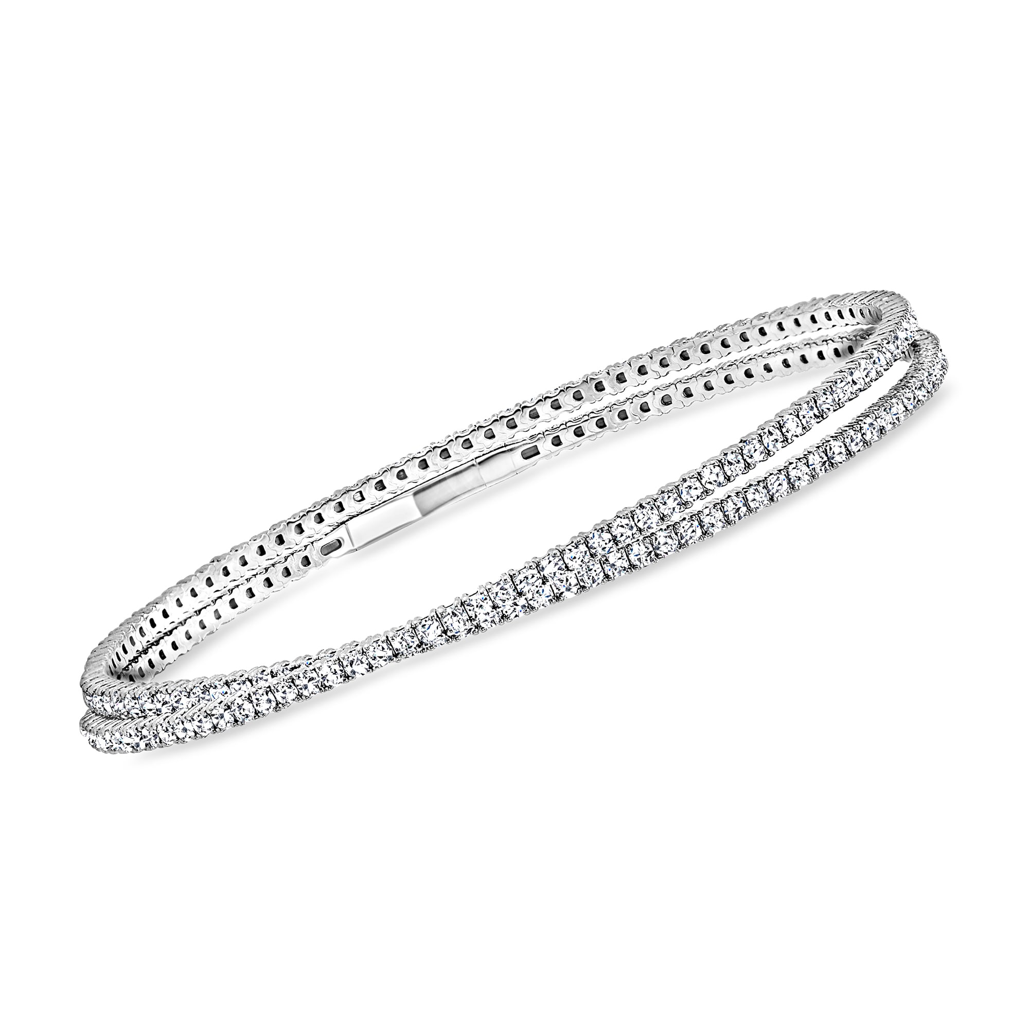 385 Ct Tw Diamond Flexible Bangle Bracelet In 14kt White Gold 7 Ross Simons 9650