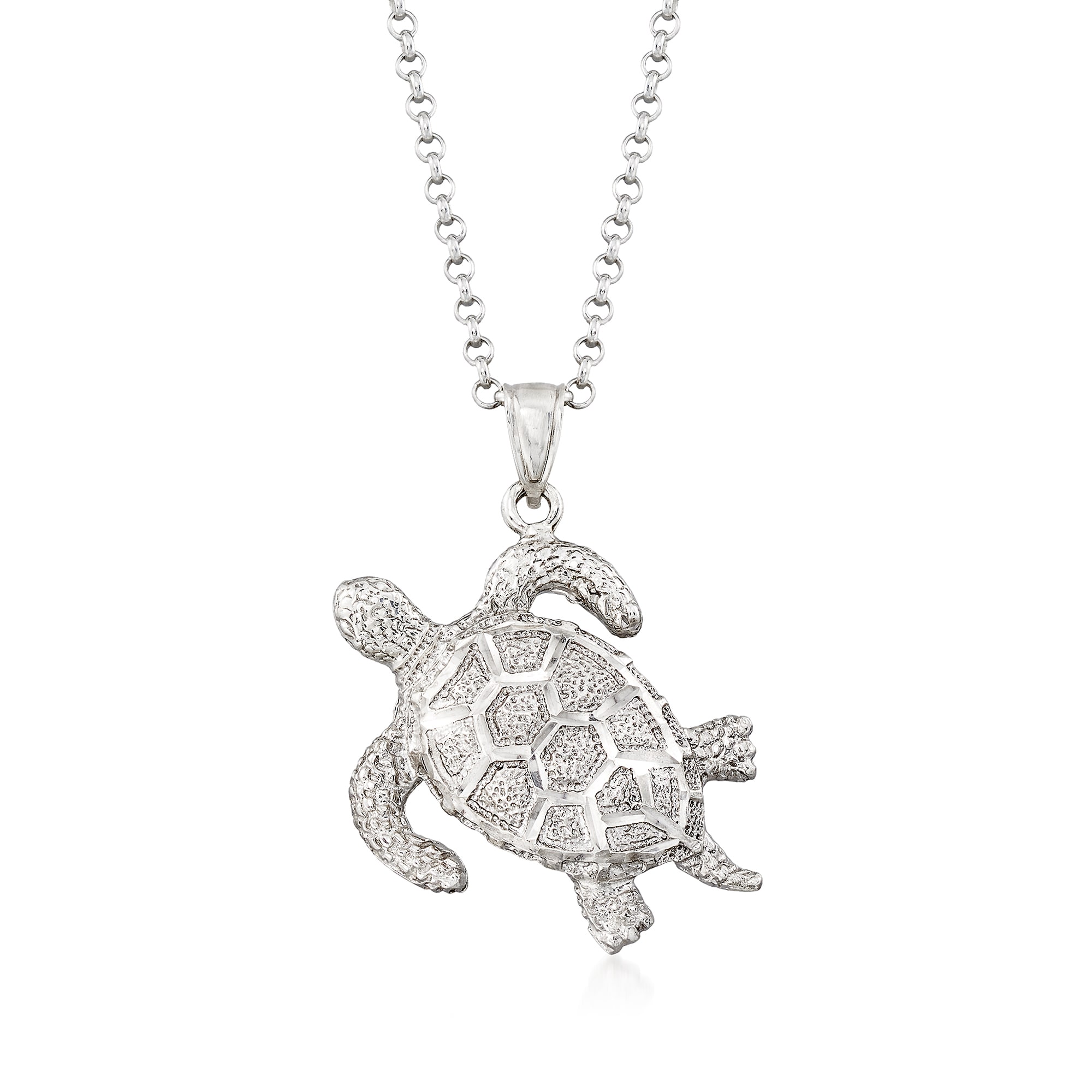Sterling Silver Turtle Pendant Necklace | Ross-Simons