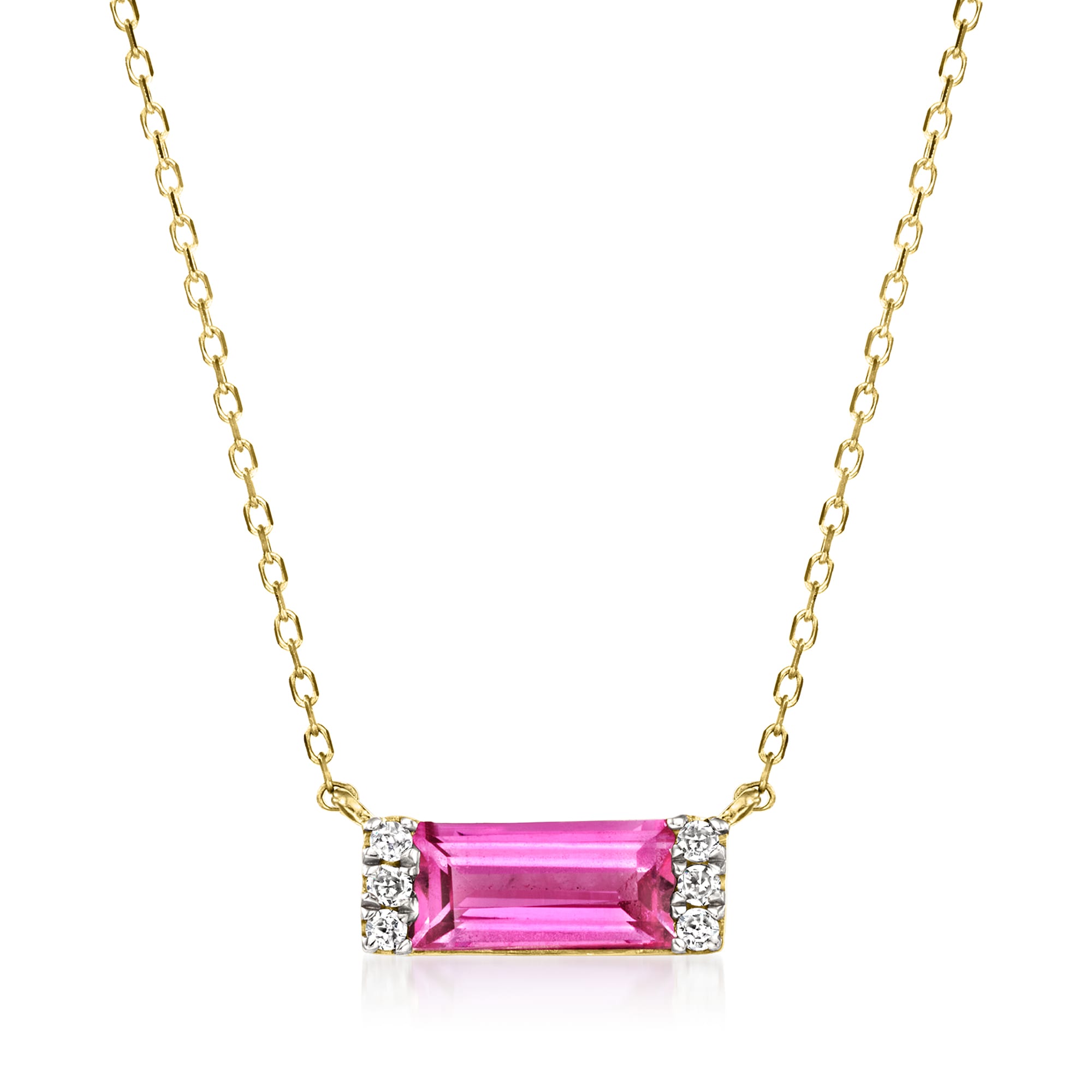14k White Gold Pink Topaz (2 ct. t.w.) and Diamond Accent Pendant Necklace