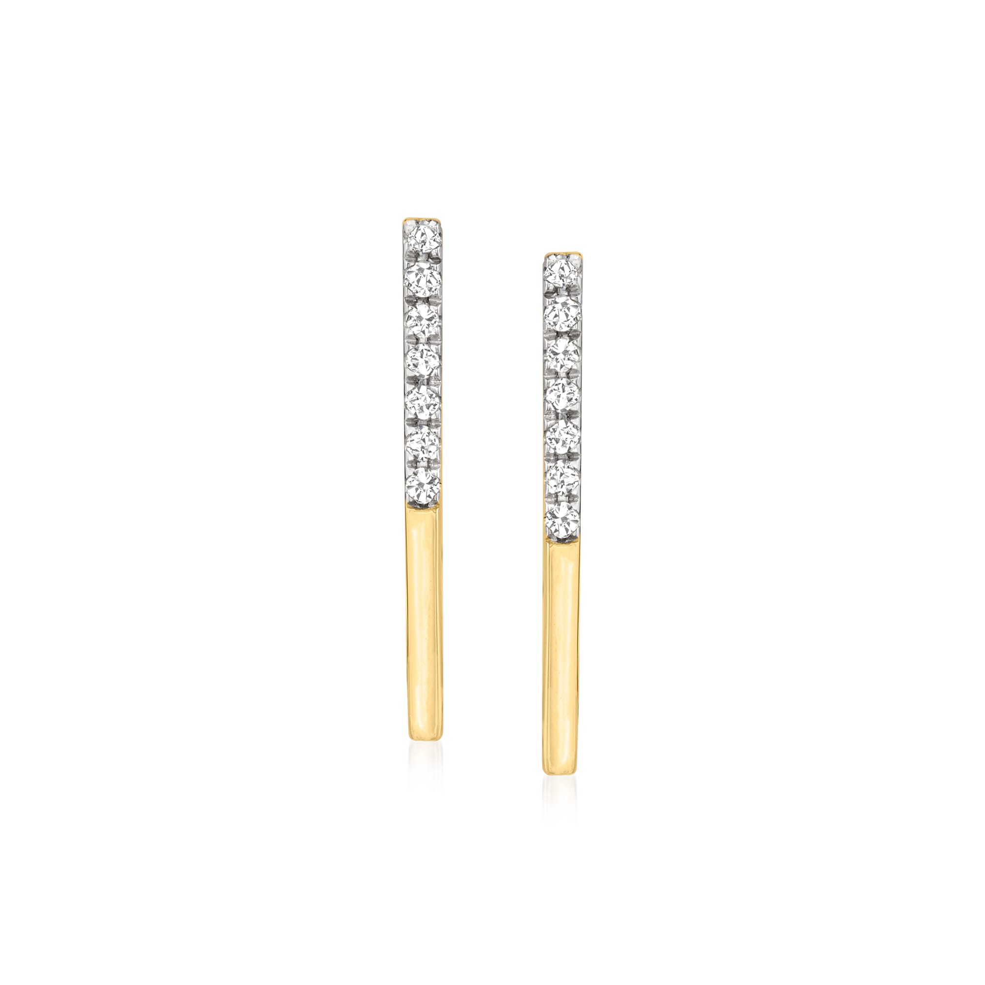 .12 ct. t.w. Diamond Bar Drop Earrings in 14kt Yellow Gold | Ross-Simons