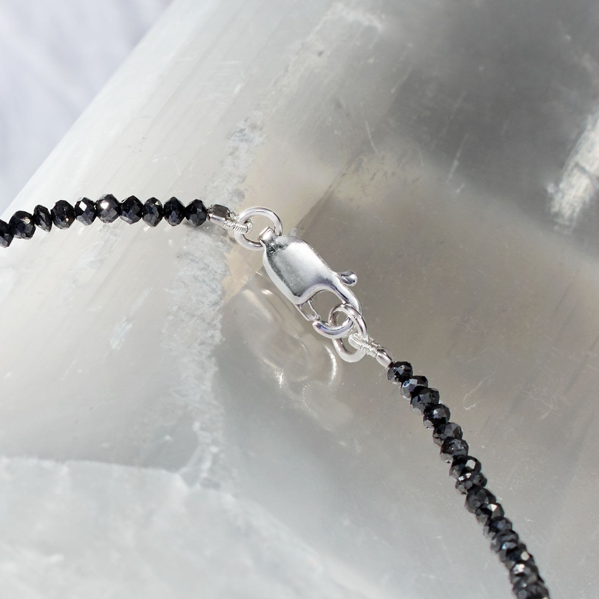 Mens black diamond bead necklace sales