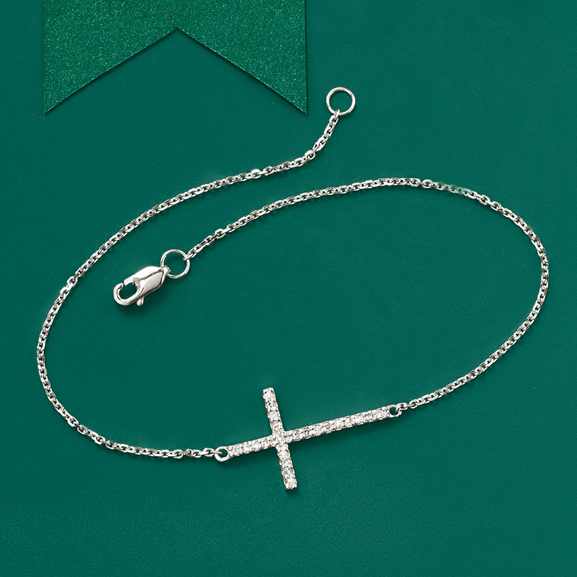Diamond cross bracelet white gold top