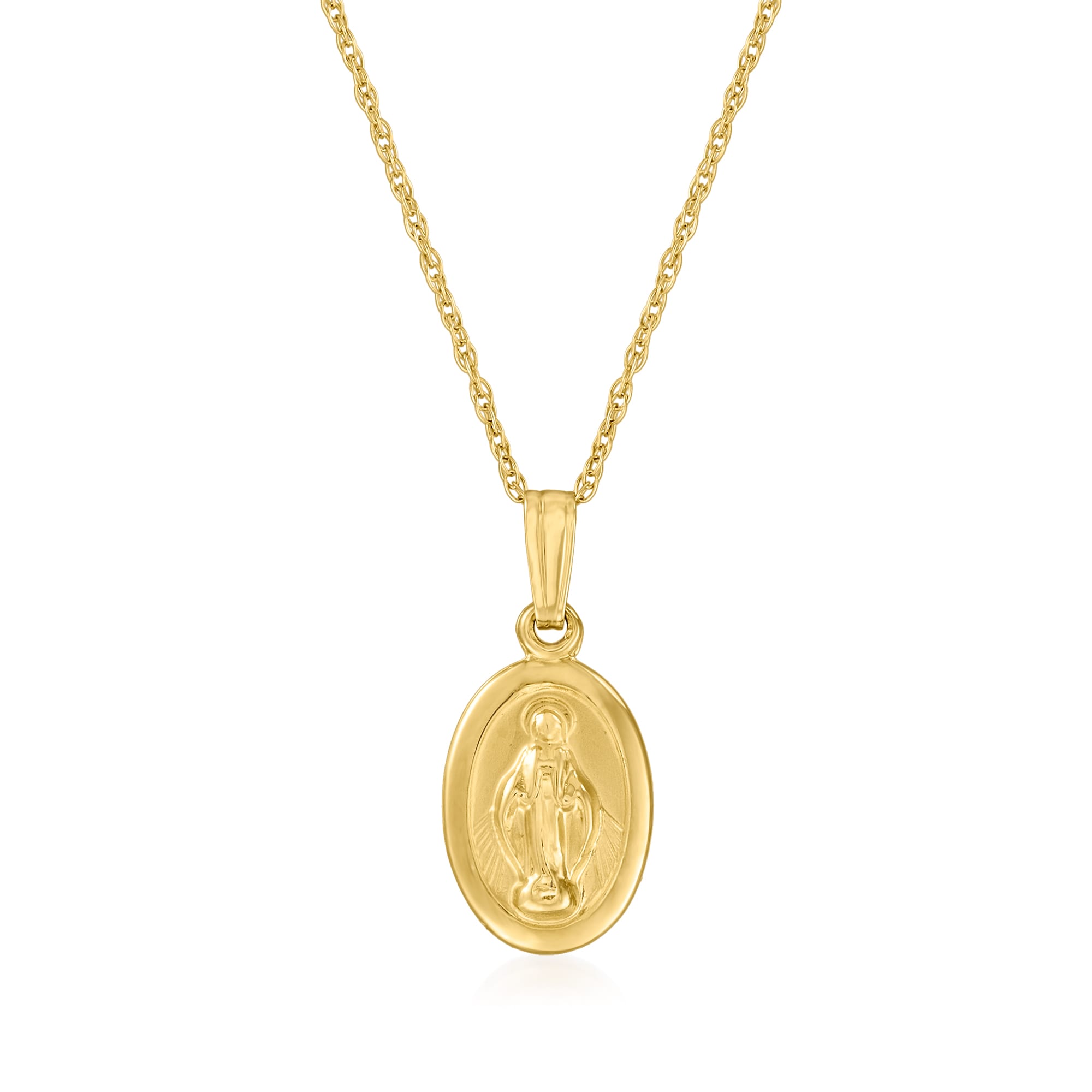 Child's 14kt Yellow Gold Miraculous Medal Necklace. 15
