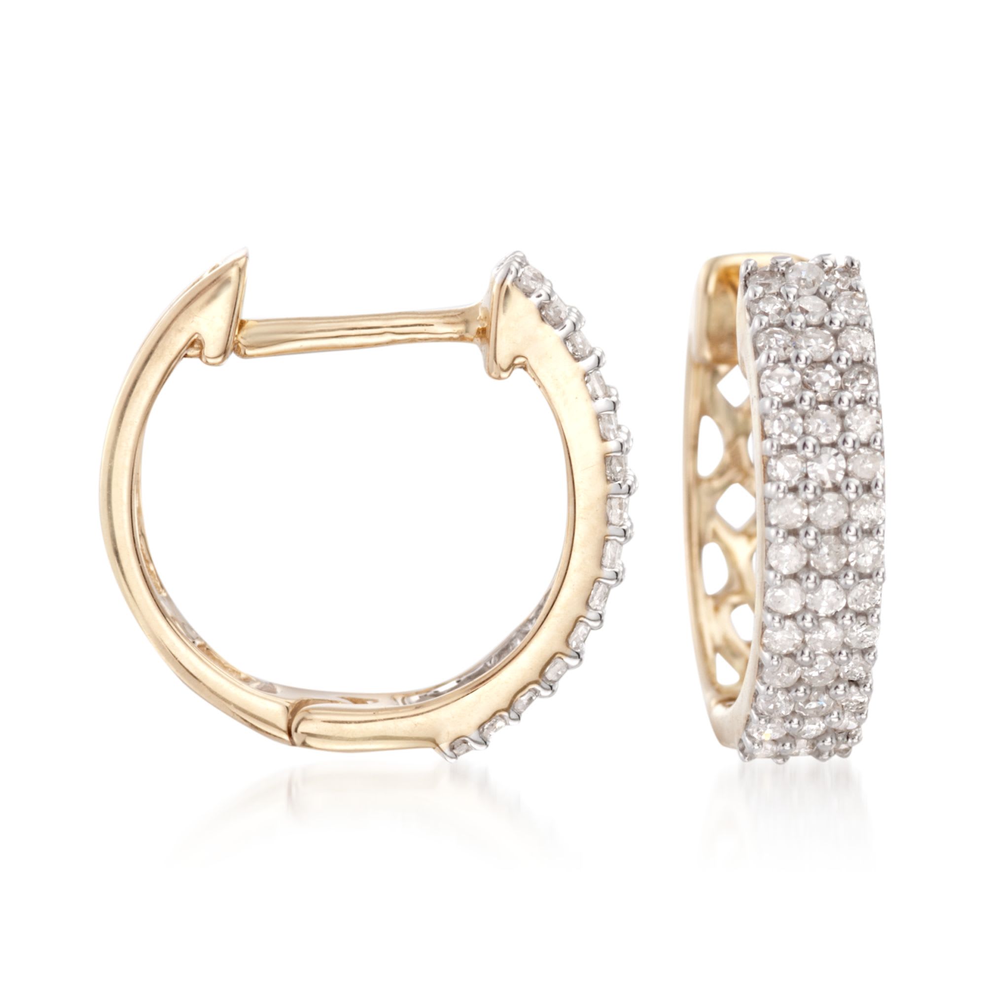 .25 ct. t.w. Diamond Huggie Hoop Earrings in 14kt Yellow Gold | Ross-Simons