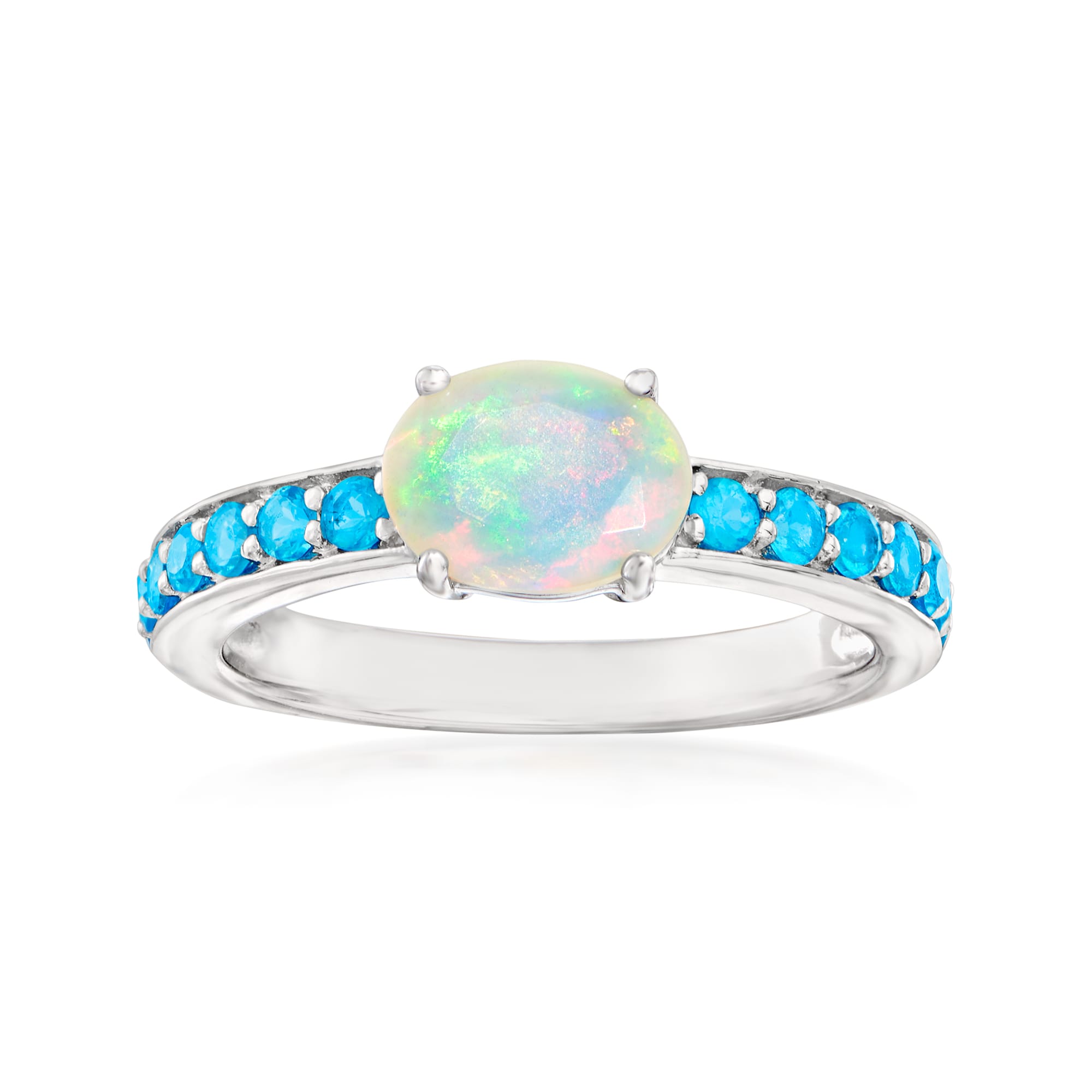 Ethiopian Opal and .40 ct. t.w. Apatite Ring in Sterling Silver | Ross ...