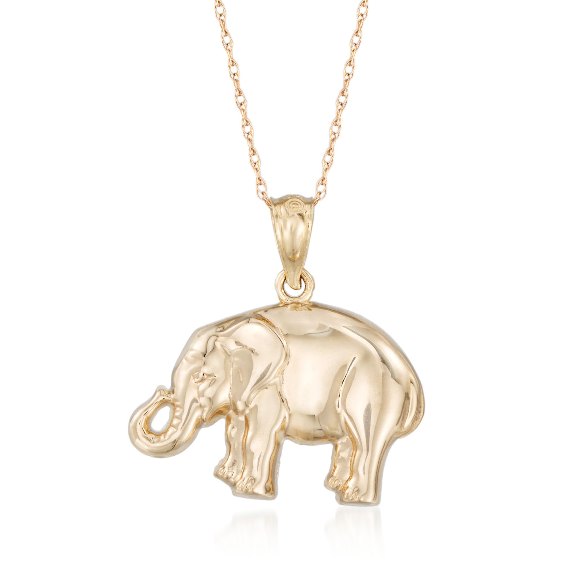 14kt Yellow Gold Elephant Pendant Necklace | Ross-Simons