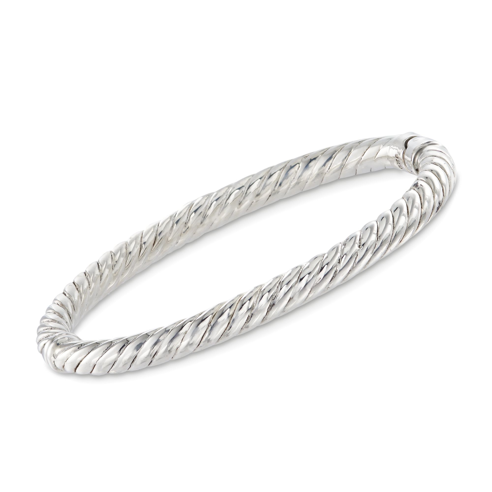 Silver twisted bangle bracelet