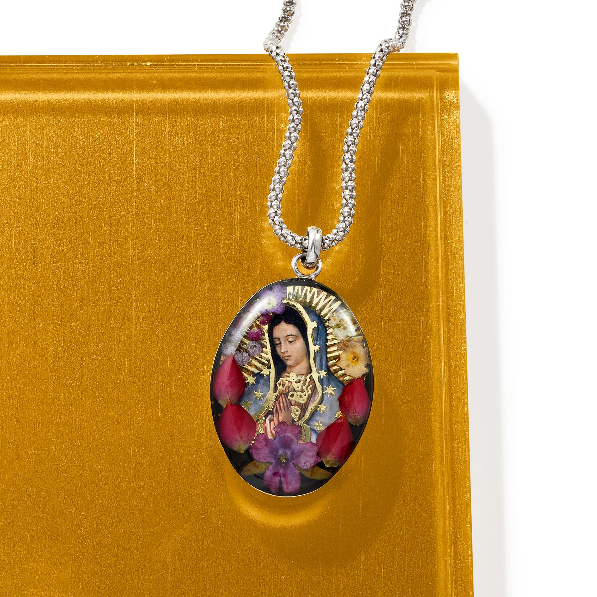 14KT Two Tone Gold Virgin Mary Face Miraculous Medal Our Lady Of Guadalupe  Pendant Necklace Religious Charm Jewelry Gifts Filigree Design - Goldcraft  Inc