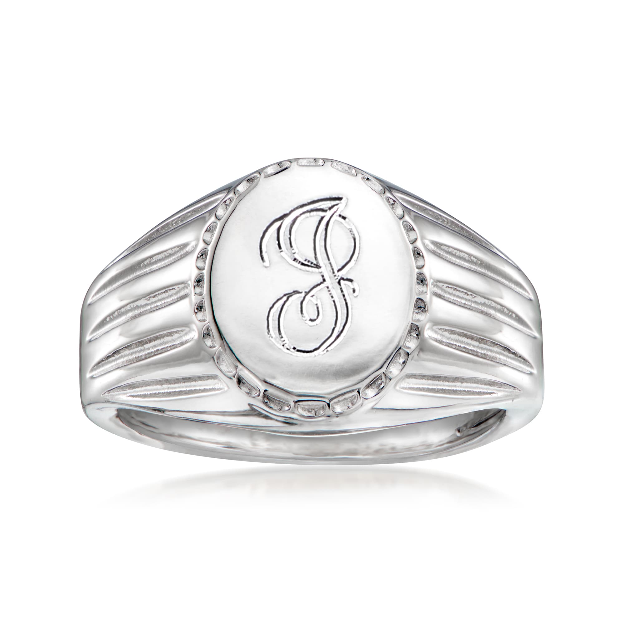 Ross-Simons - Monogram - Sterling Silver Signet Ring Size 9