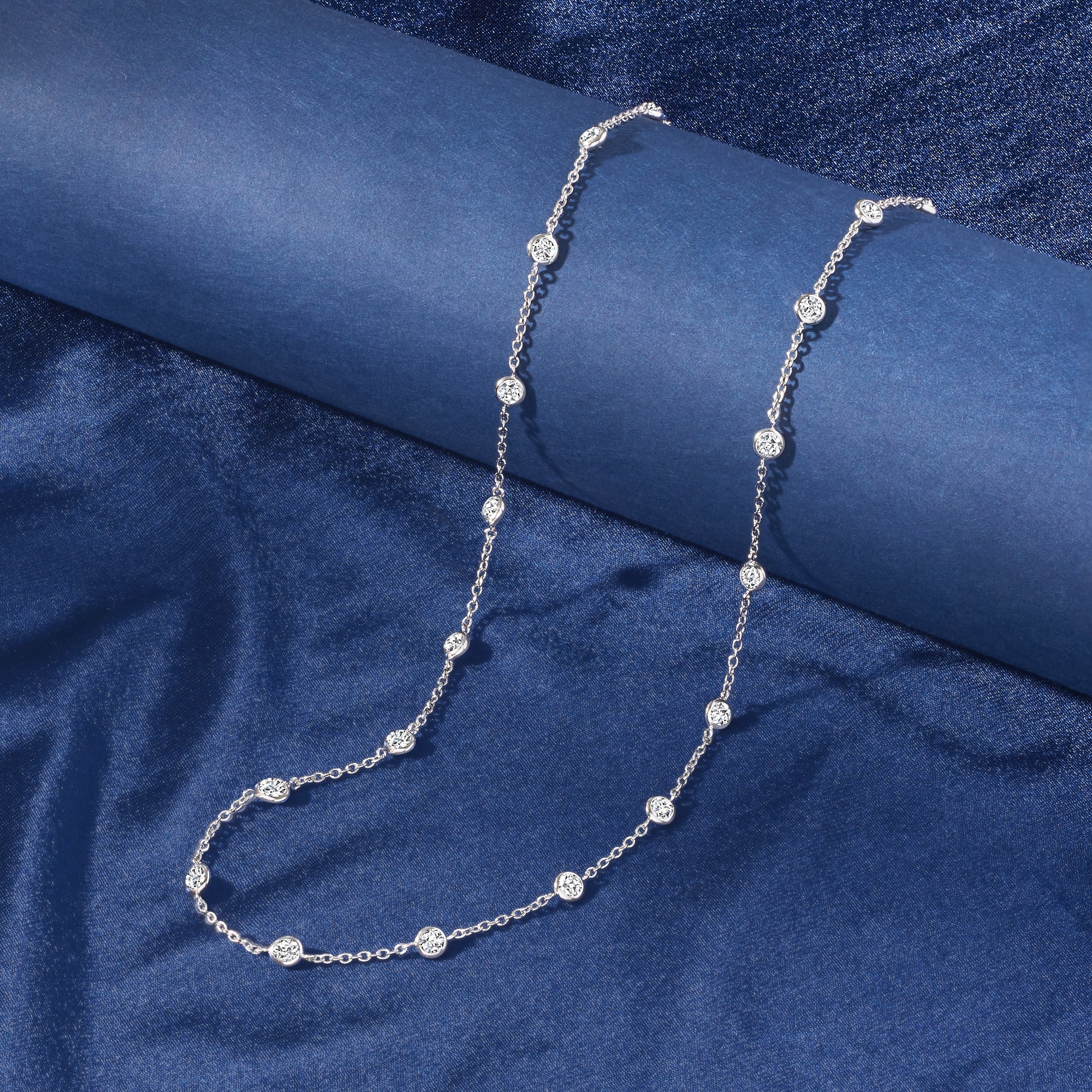 Sterling silver sales cz station necklace