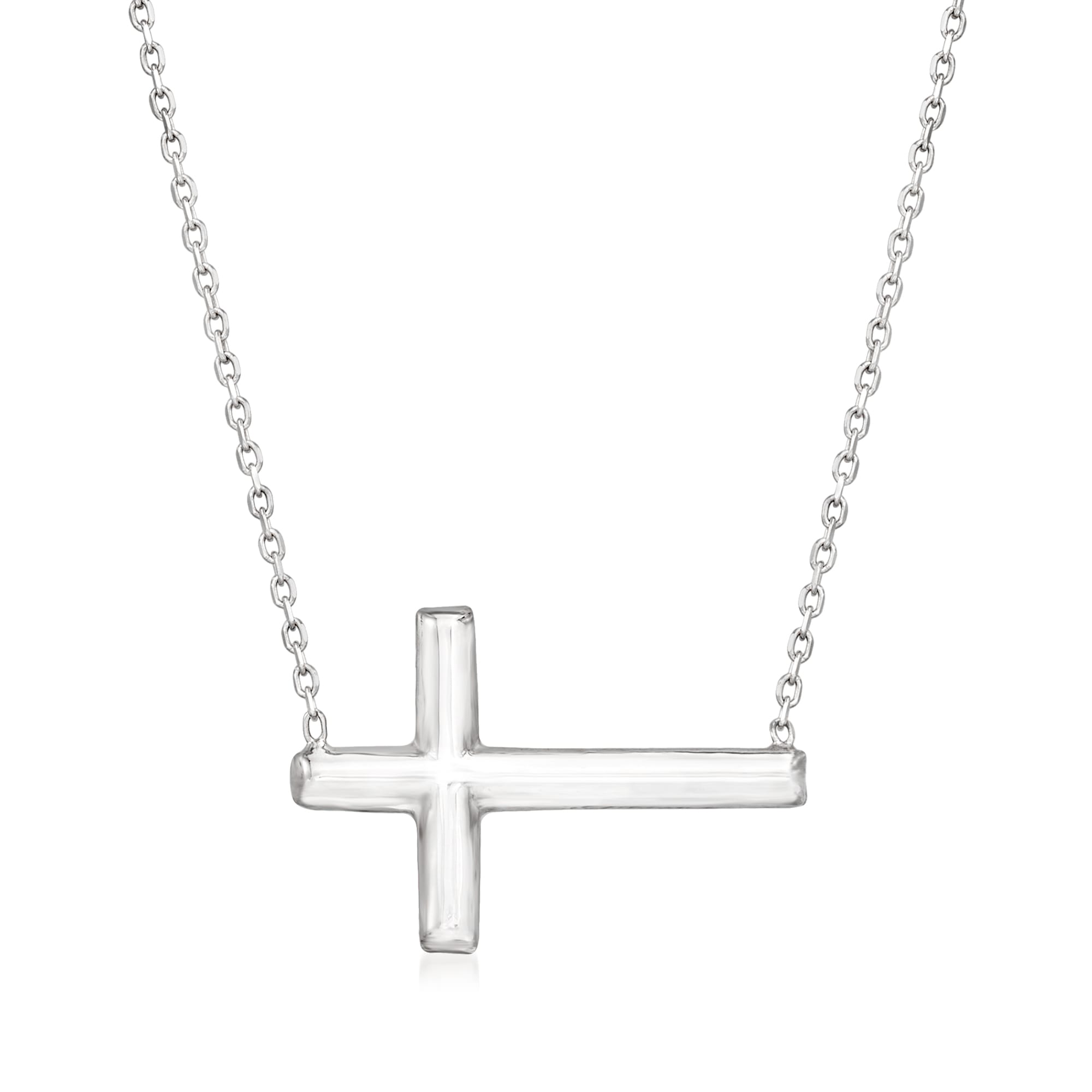 Women's sterling silver sideways cross necklace sale