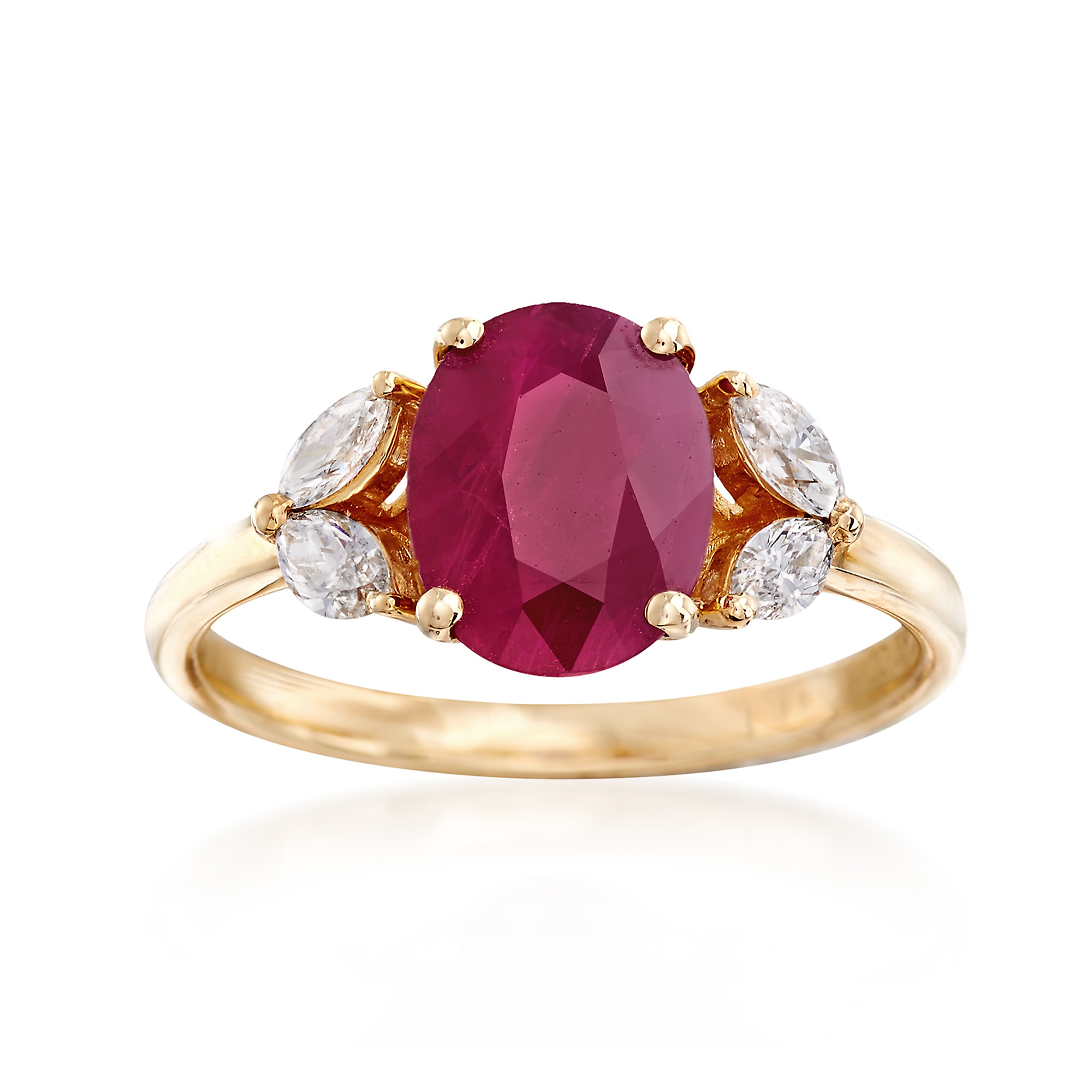 2.40 Carat Burmese Ruby and .15 ct. t.w. Diamond Ring in 18kt Yellow ...