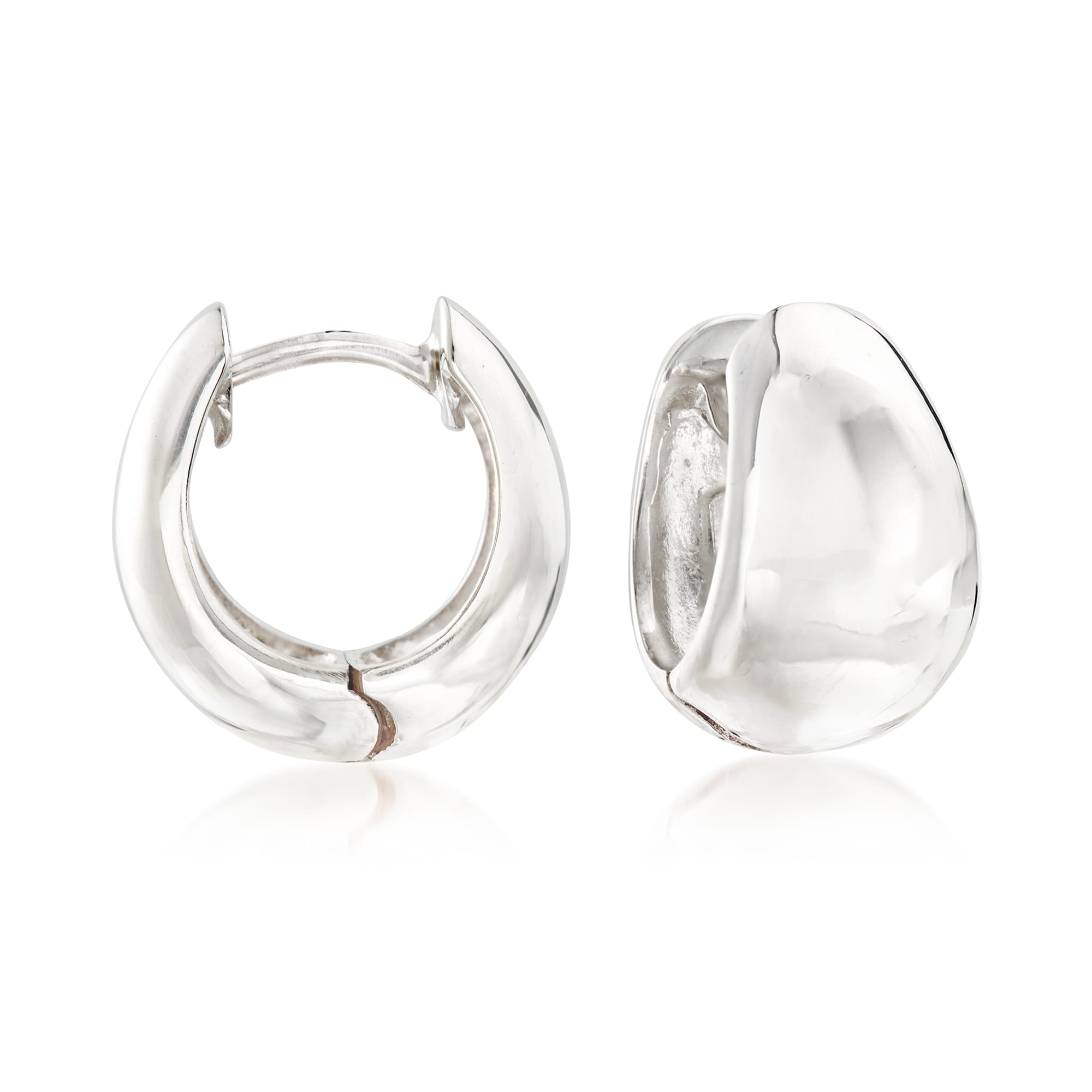 Zina Sterling Silver Tapered Hoop Earrings. 1/2