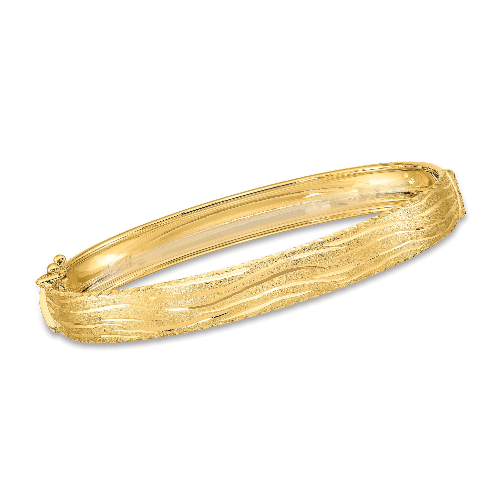 Italian 14kt Yellow Gold Diamond-Cut Bangle Bracelet | Ross-Simons