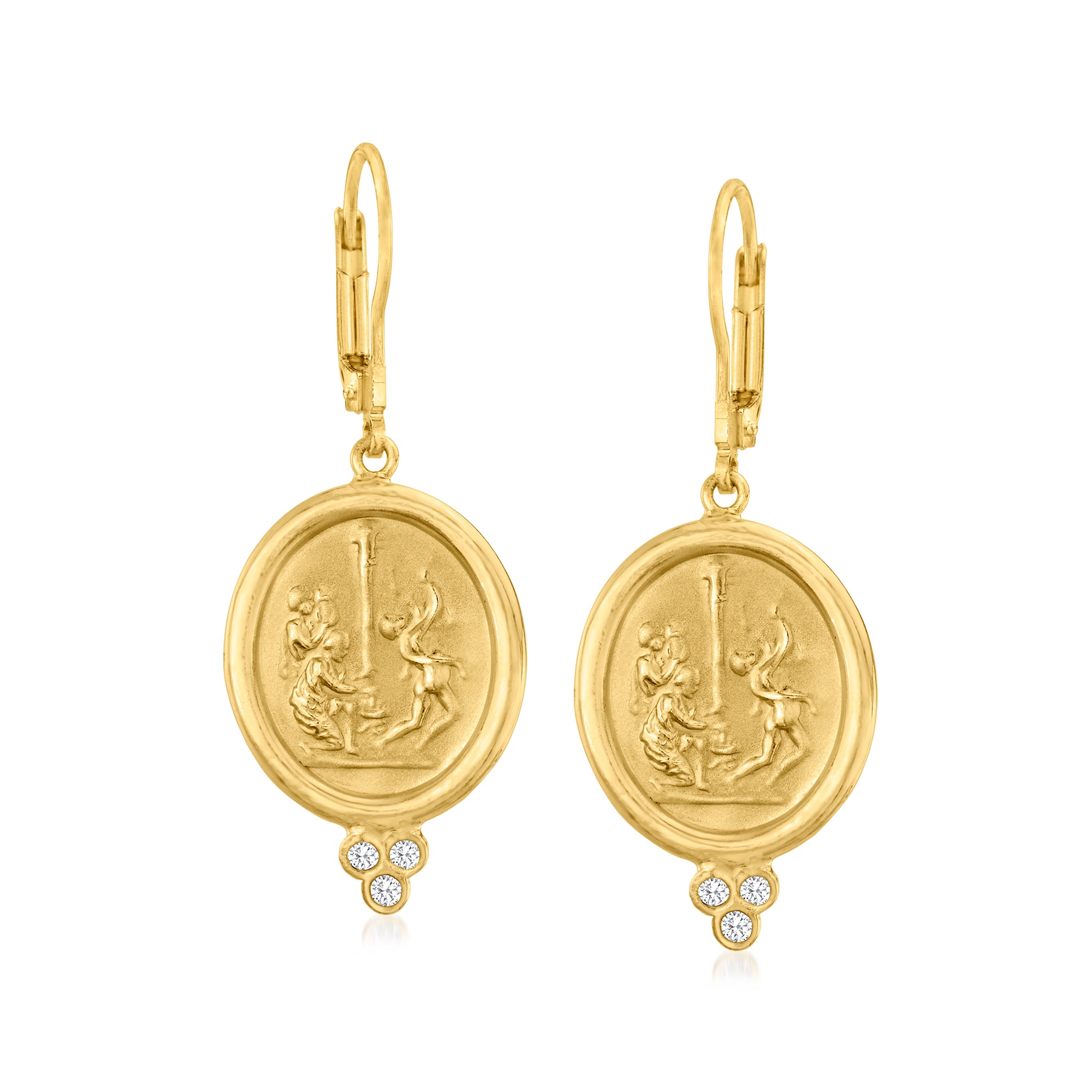 Italian Tagliamonte Cameo-Style Drop Earrings with Diamond Accents in ...