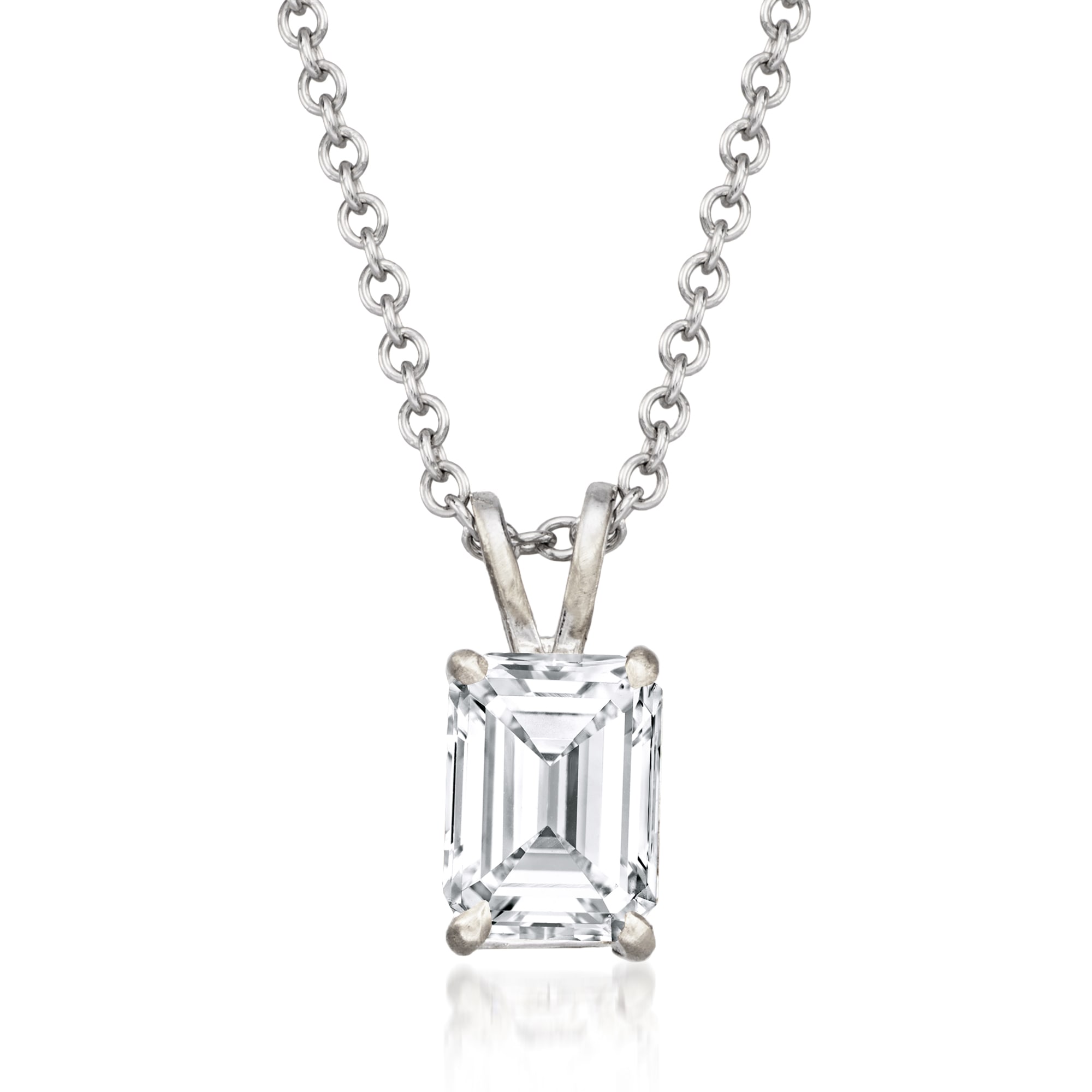 C. 1990 Vintage .94 Carat Diamond Pendant Necklace in 14kt White Gold ...