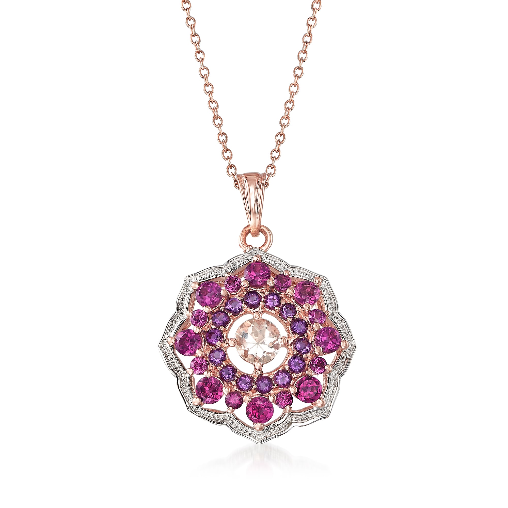 1.90 ct. t.w. Multi-Gemstone Pendant Necklace in 18kt Rose Gold