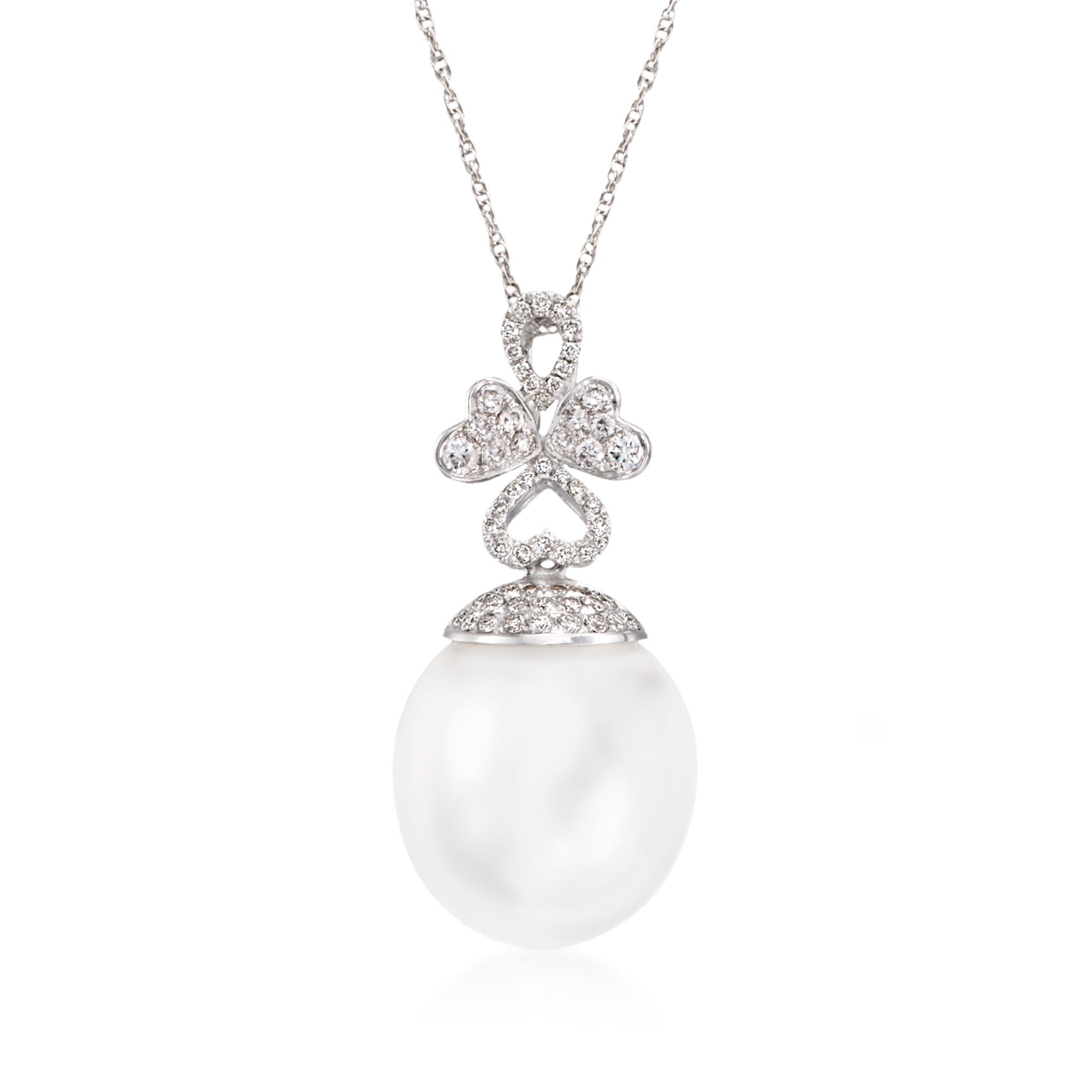 14.5mm Cultured South Sea Pearl and .35 ct. t.w. Diamond Pendant ...