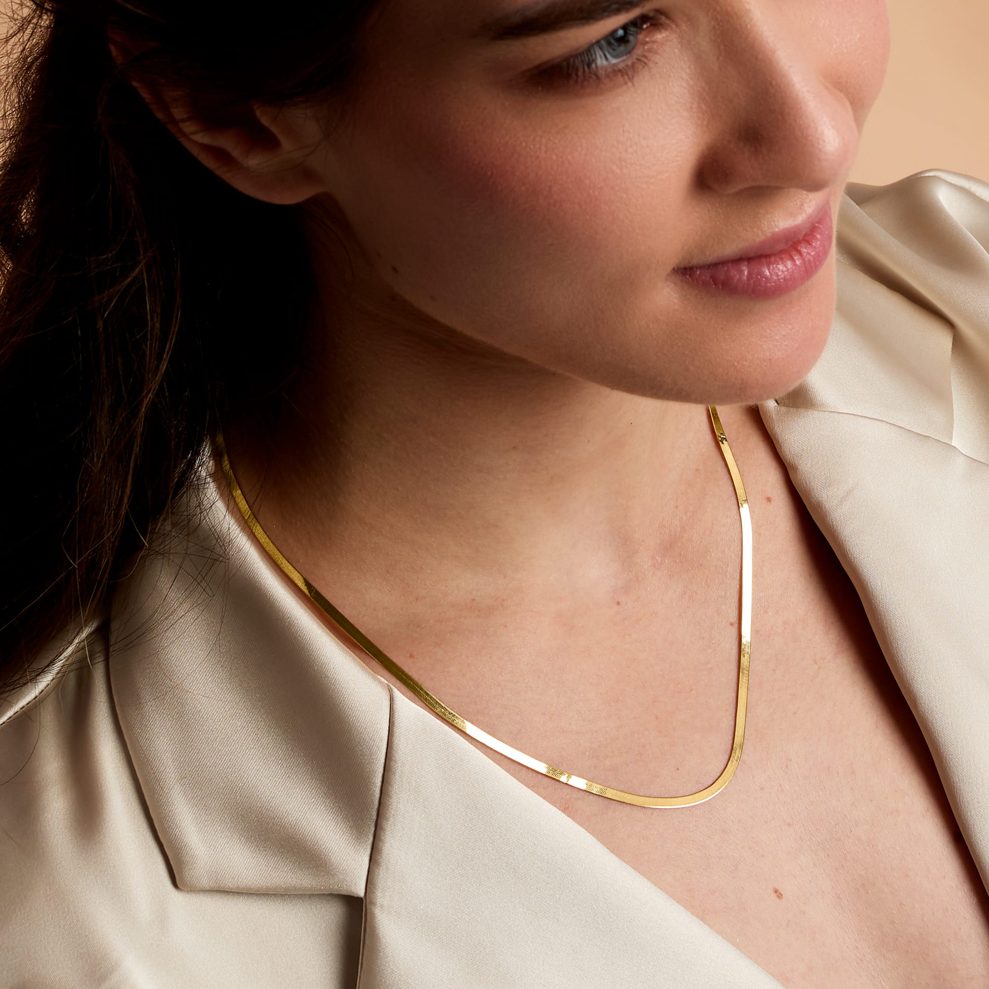 3mm gold discount herringbone necklace