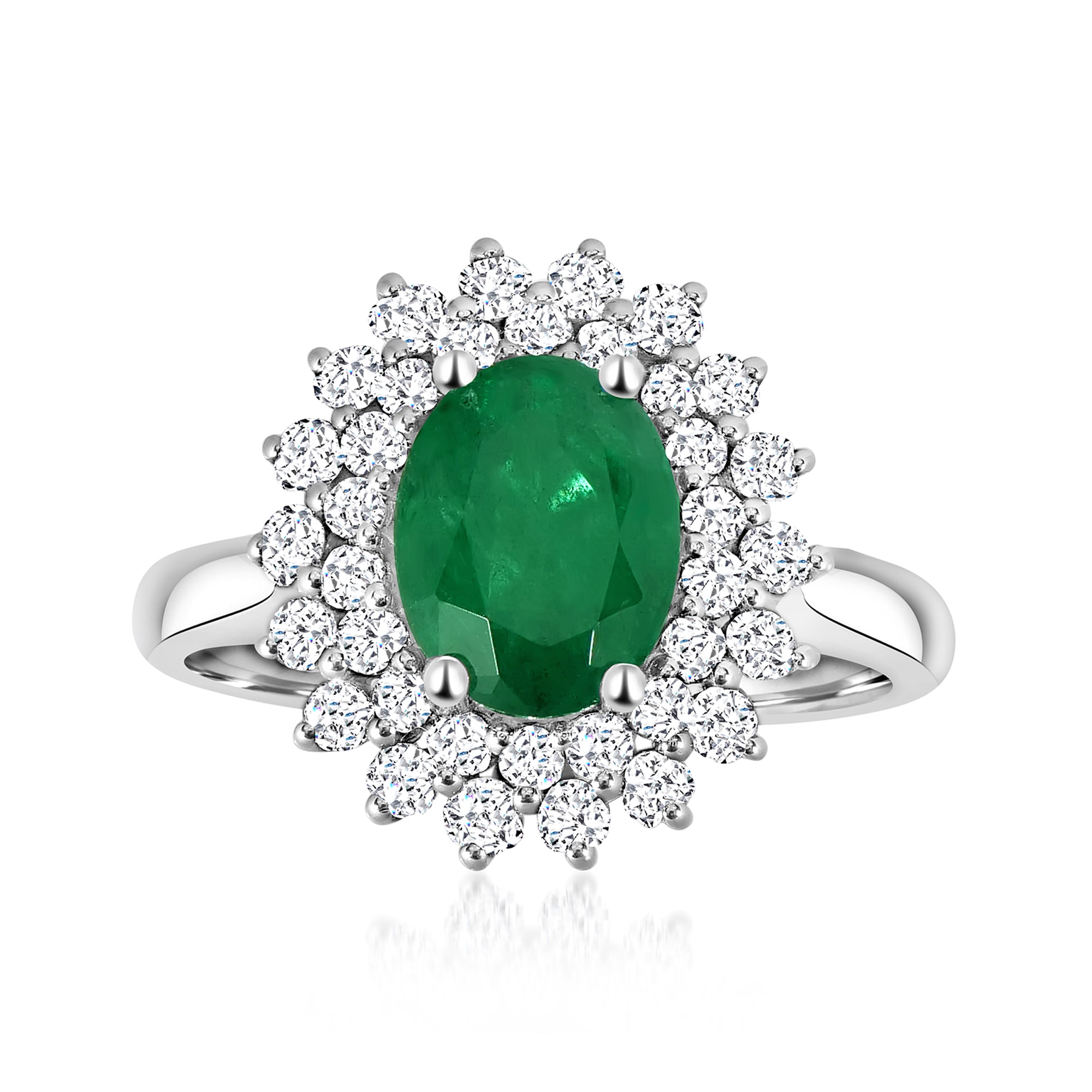 1.80 Carat Emerald Ring with .77 ct. t.w. Diamonds in 14kt White Gold ...