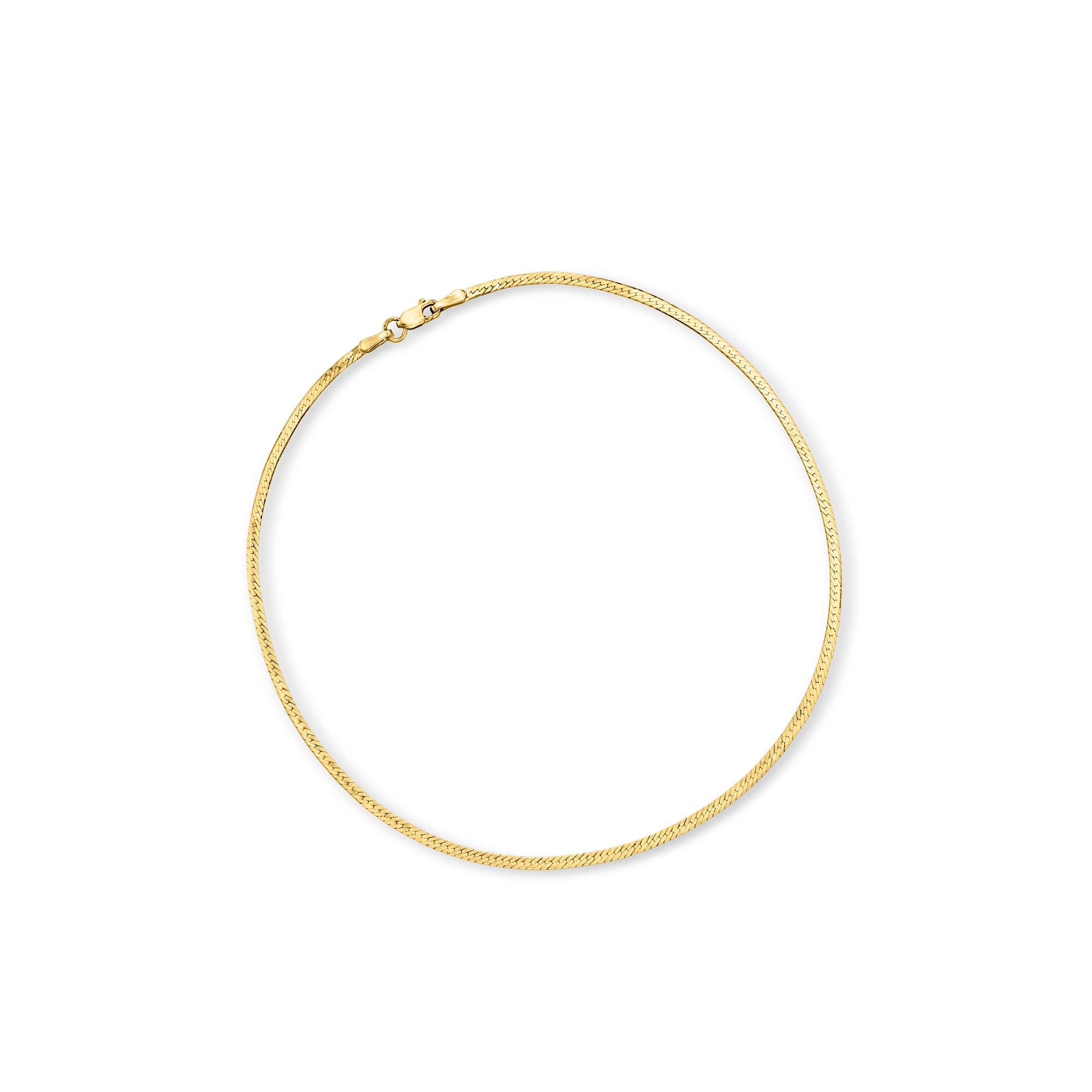 1.5mm 14kt Yellow Gold Herringbone Anklet. 10