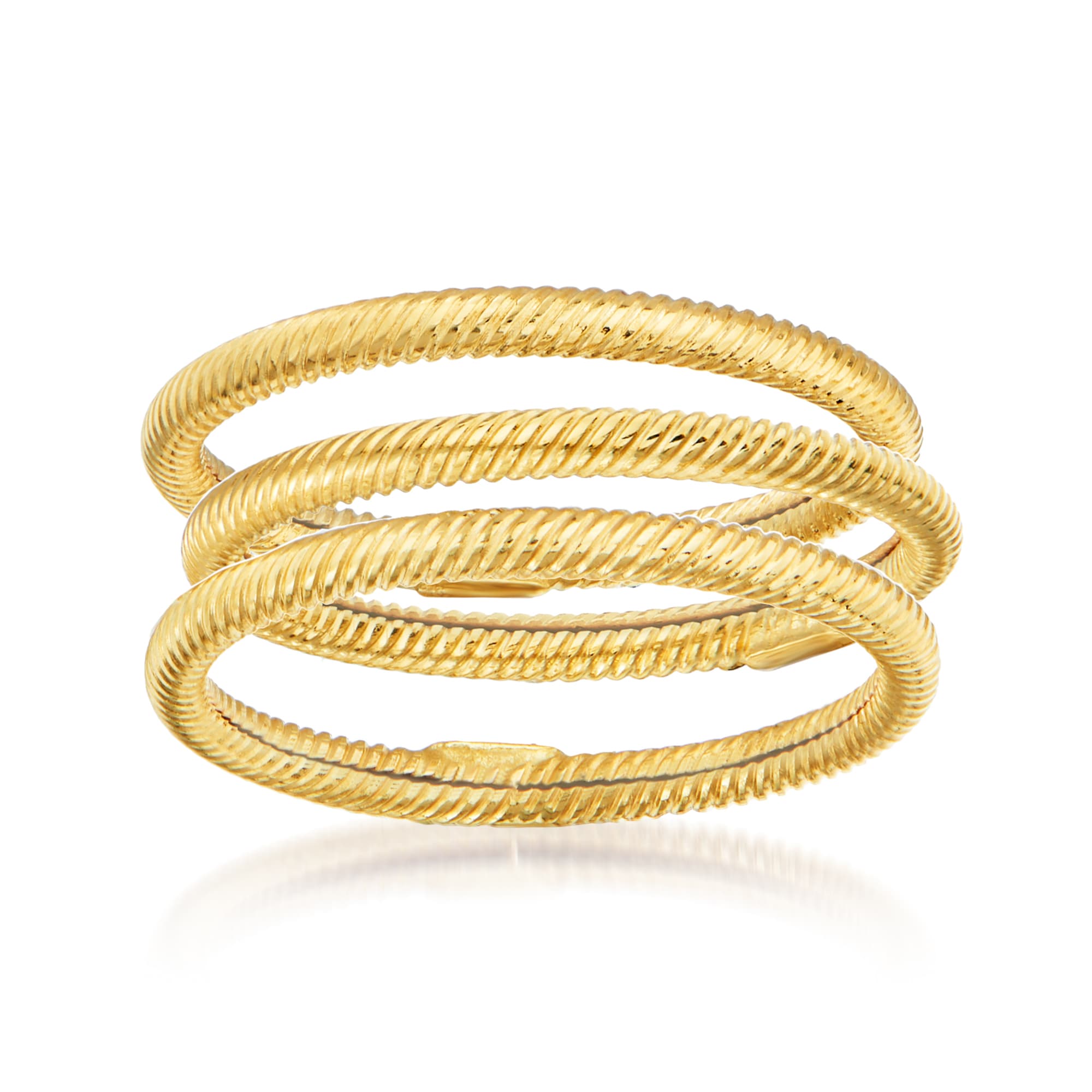 18kt Yellow Gold Jewelry Set: Three Roped Rings | Ross-Simons