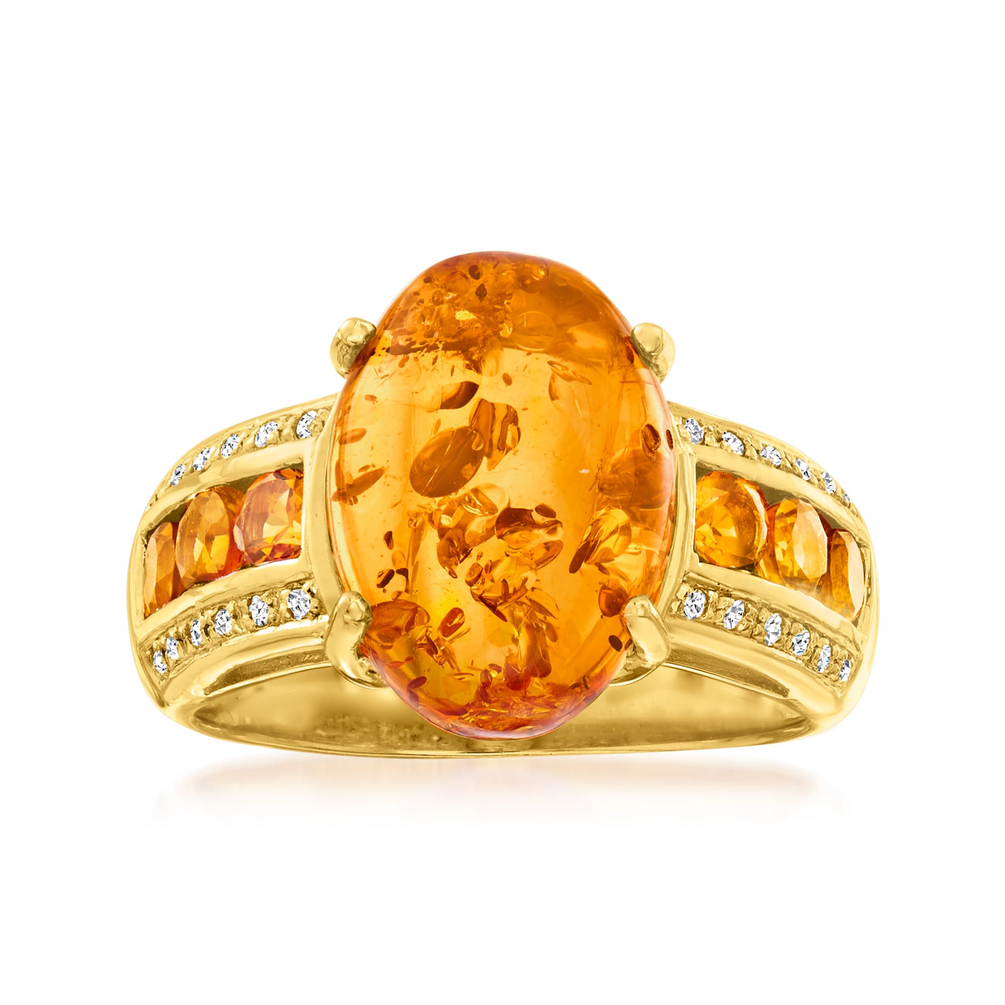 Amber Ring with .50 ct. t.w. Citrines with White Topaz Accents in 18kt ...