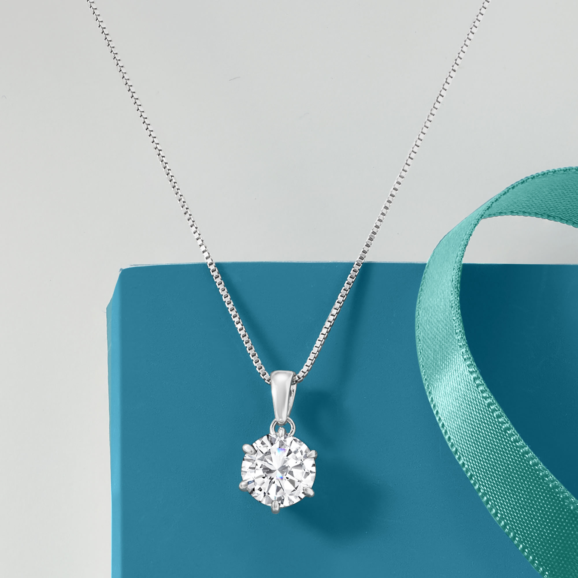 1.00 Carat Moissanite Solitaire Necklace in Sterling Silver | Ross