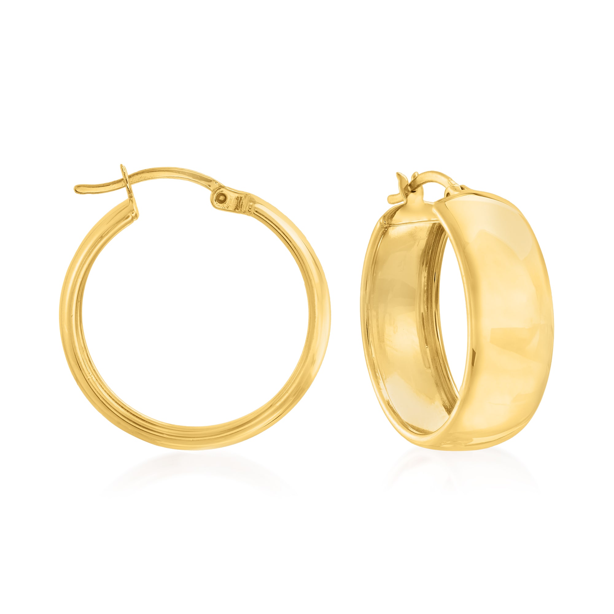 18kt Yellow Gold Over Sterling Silver Hoop Earrings. 1