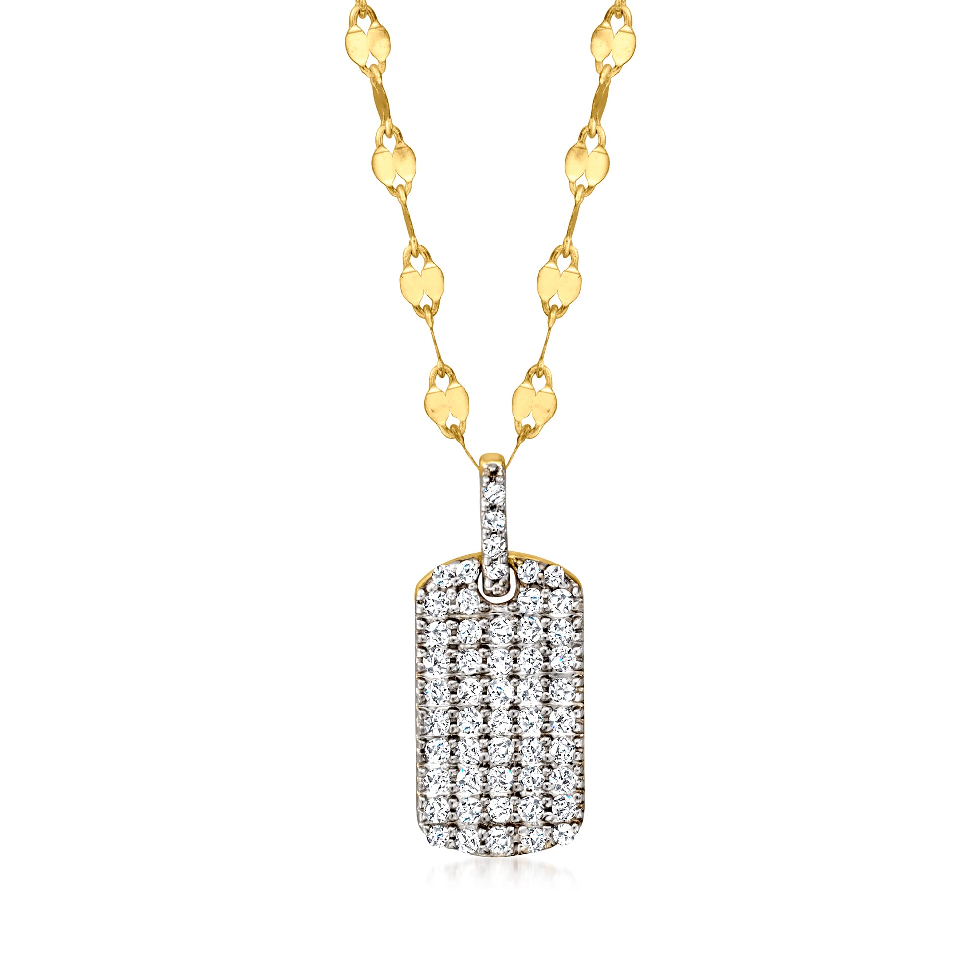 .30 ct. t.w. Diamond Dog Tag Pendant Necklace in 18kt Gold Over
