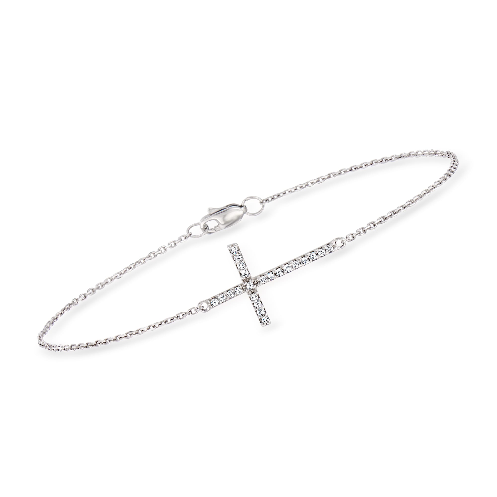 Diamond Cross Bracelet / 14k White Gold Diamond Cross / Small Diamond Cross  / Baptism Gift / Communion / Christmas Gift / Religious / Cross - Etsy