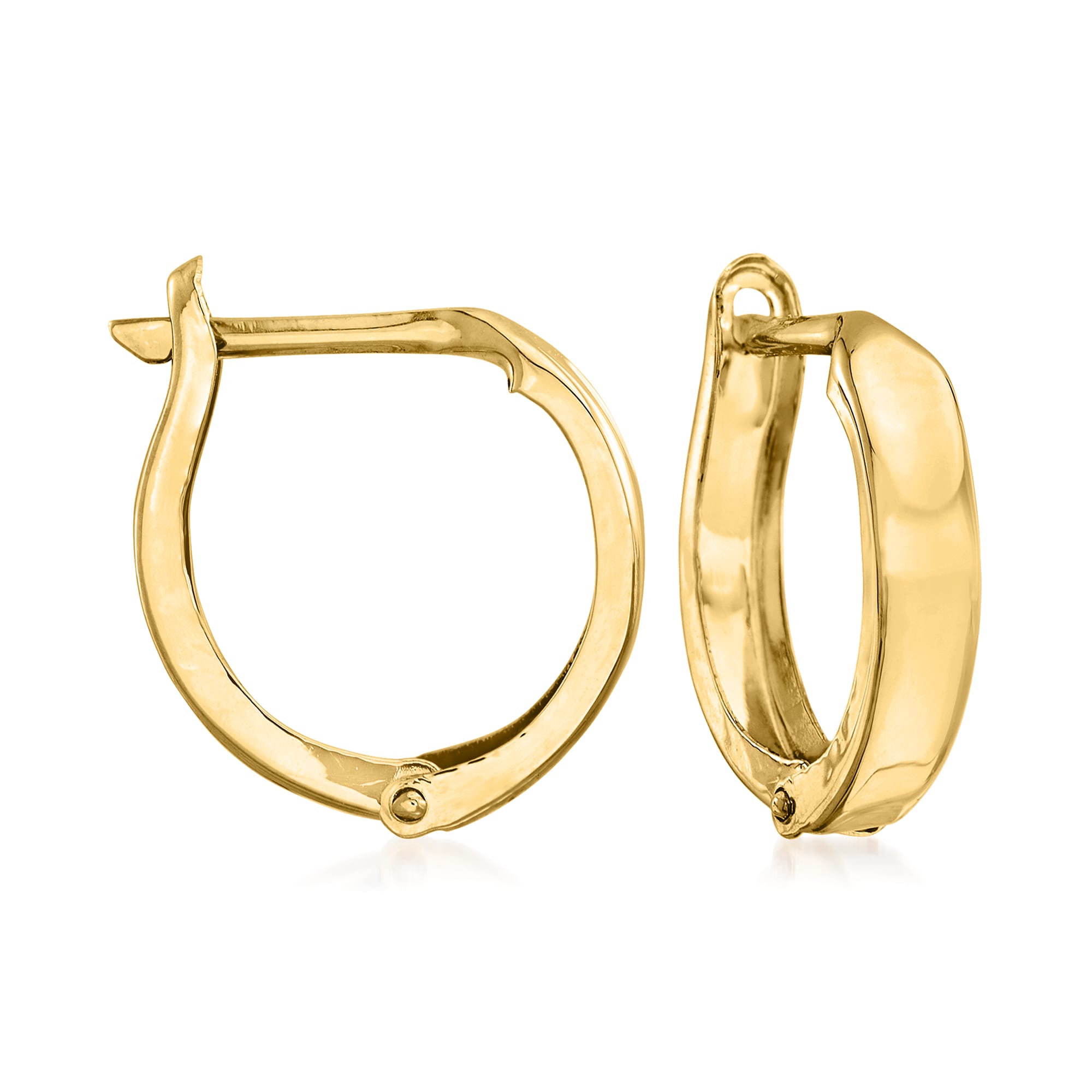 Yellow gold on sale huggie hoop earrings