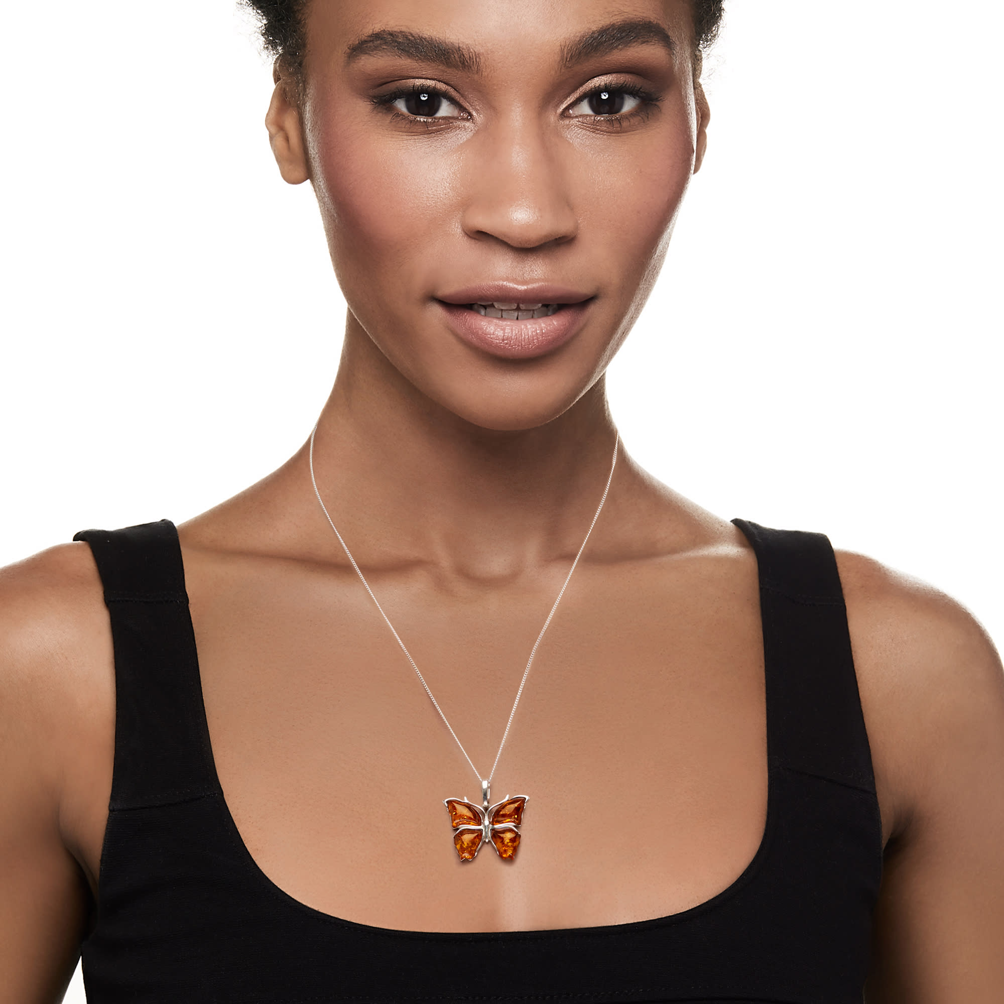 Amber outlet butterfly necklace