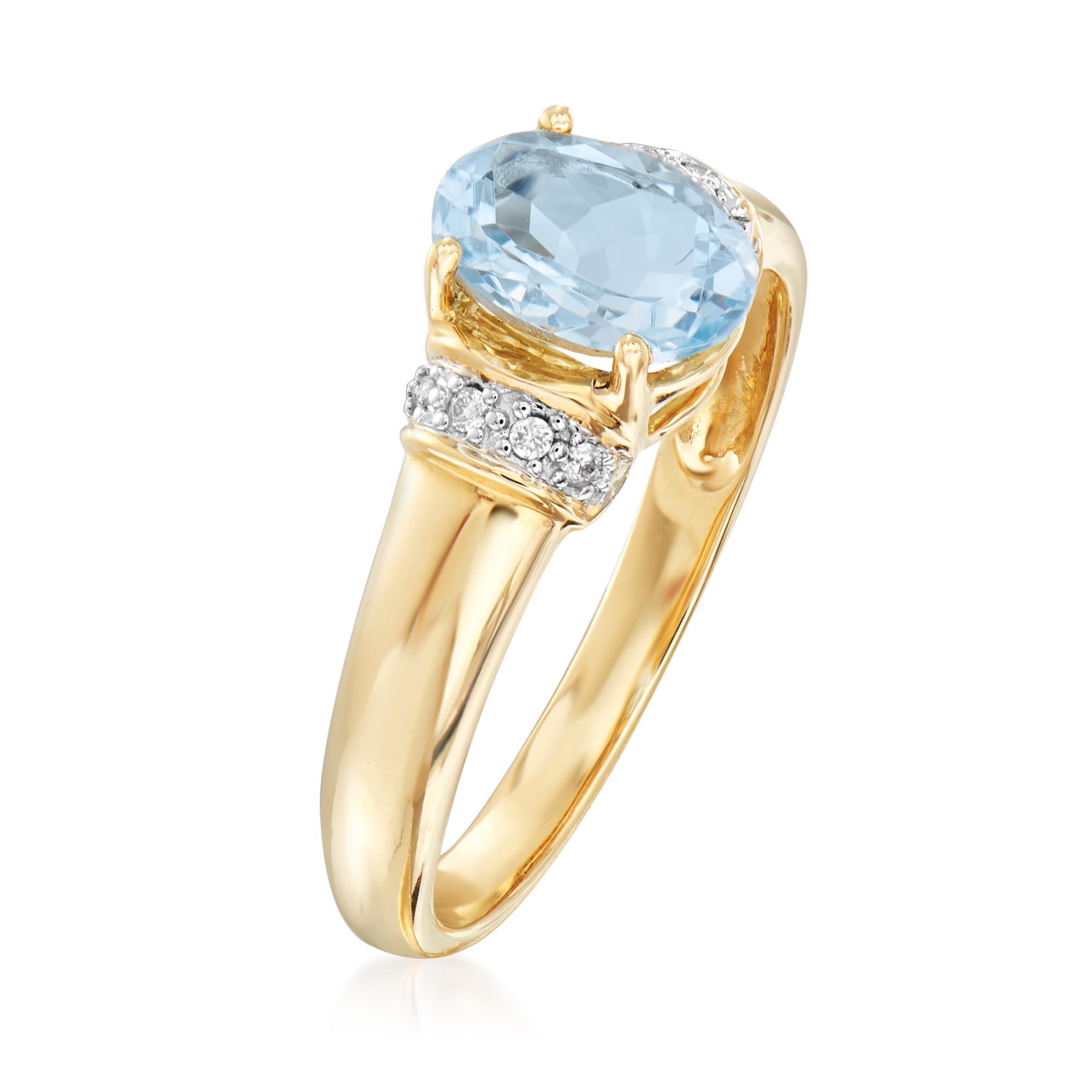 1.00 Carat Aquamarine Ring with Diamond Accents in 14kt Yellow Gold ...
