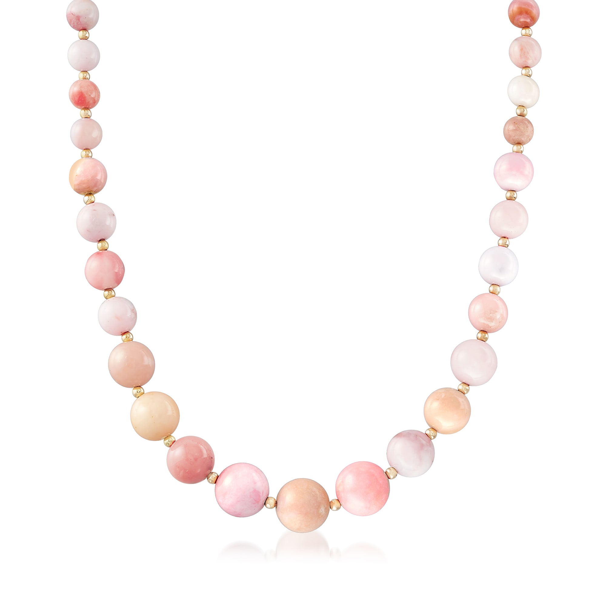Pink Opal Beaded Necklace in 14kt Yellow Gold | Ross-Simons
