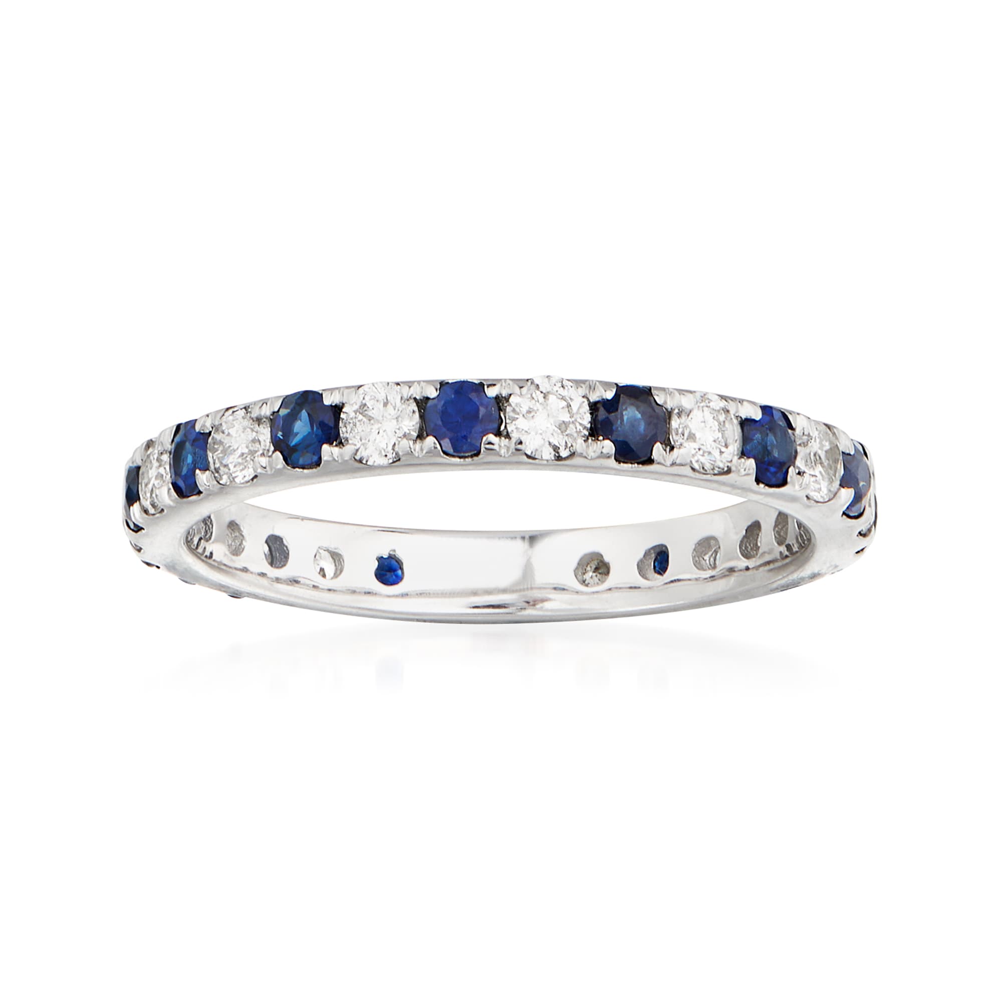 .50 ct. t.w. Sapphire and .50 ct. t.w. Diamond Eternity Band in 14kt ...
