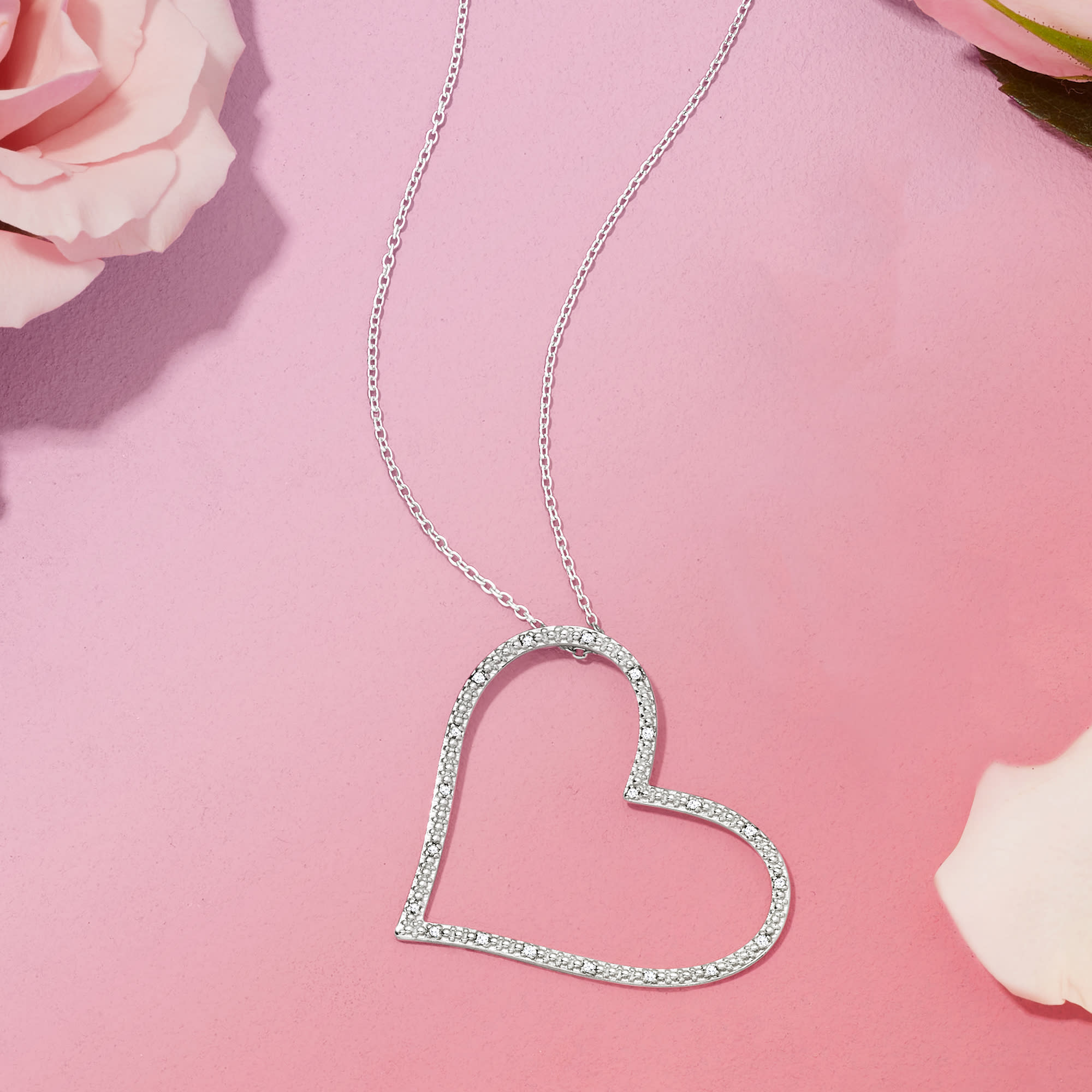 10 ct. t.w. Diamond Heart Pendant Necklace in Sterling Silver