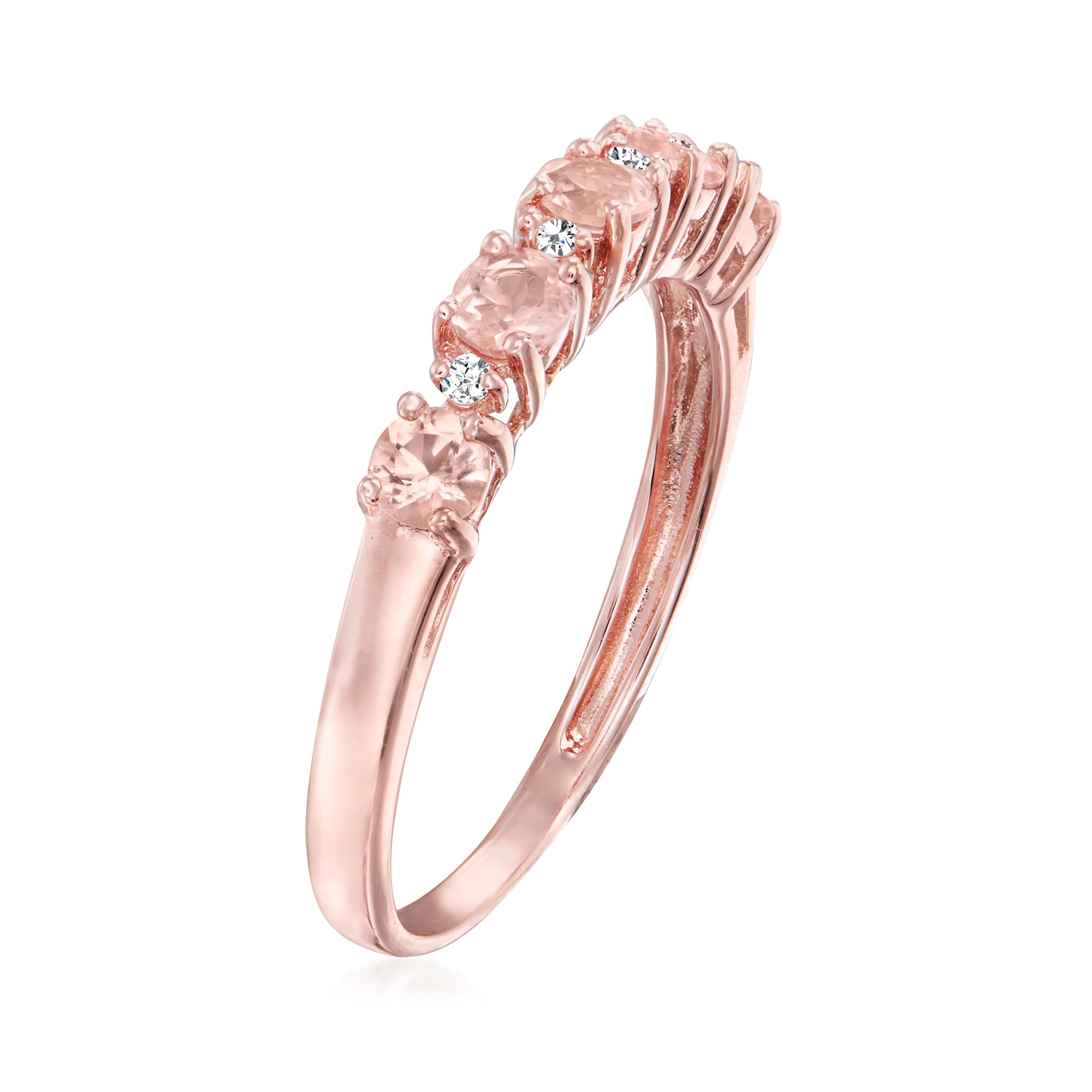 .50 ct. t.w. Morganite Ring with Diamond Accents in 18kt Rose Gold Over ...