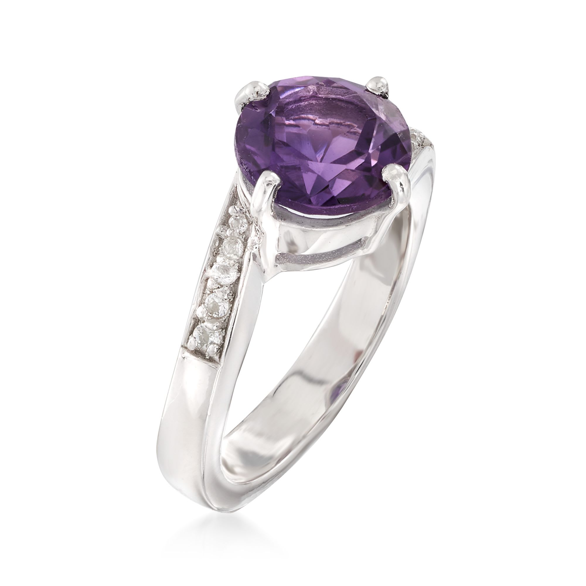 2.20 Carat Amethyst and .14 ct. t.w. White Topaz Ring in Sterling ...