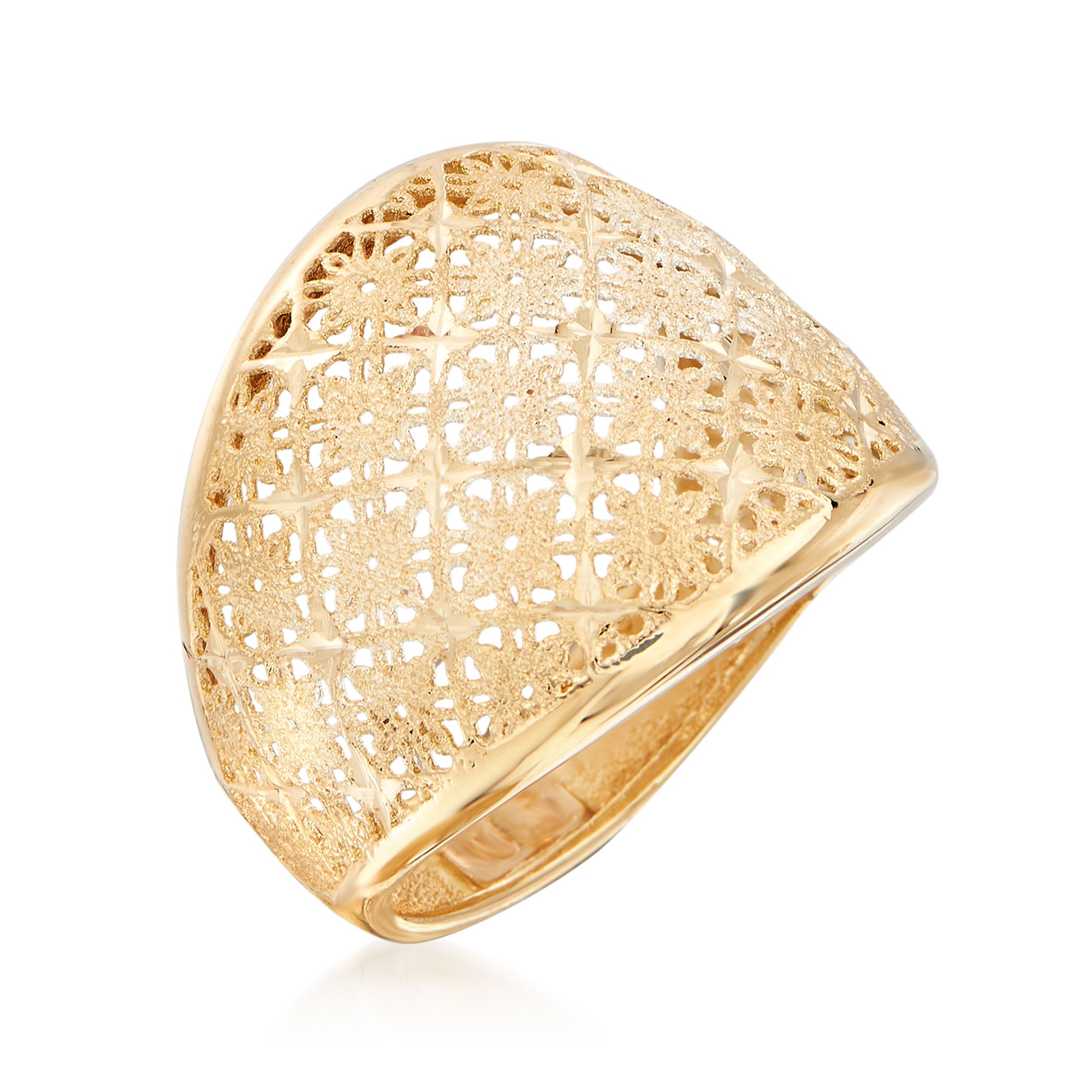 Italian 18kt Yellow Gold Openwork Floral Ring | Ross-Simons
